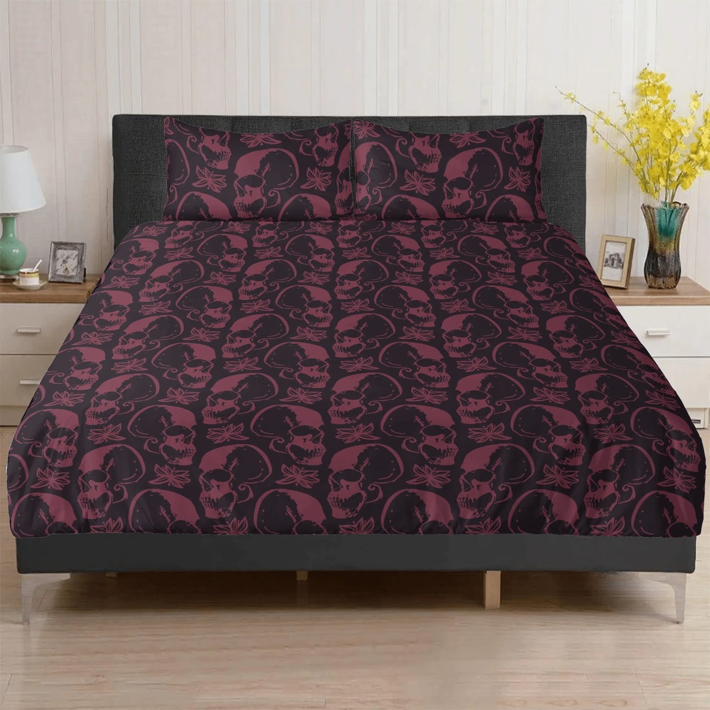 Purple Skulls 3 Pcs Beddings