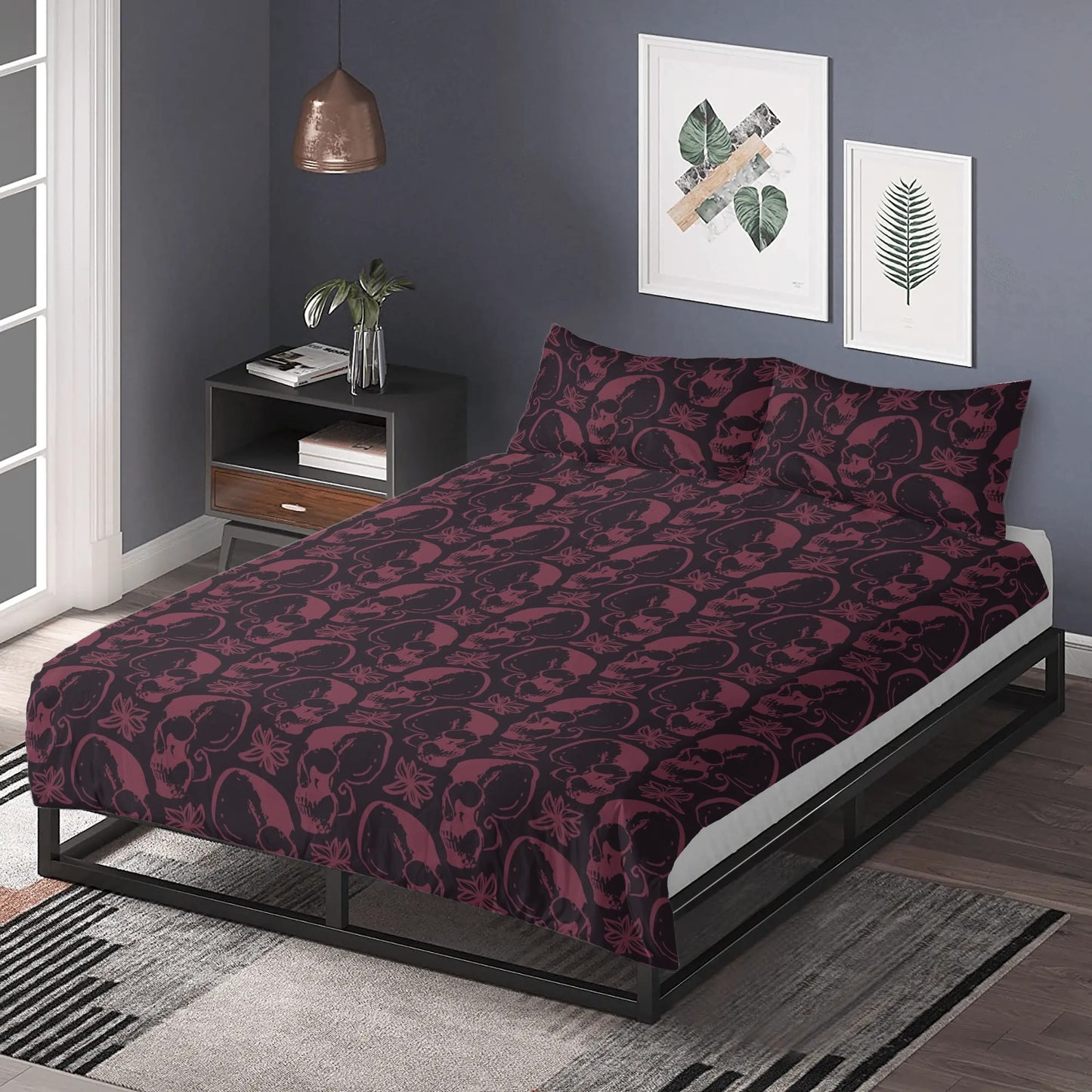 Purple Skulls 3 Pcs Beddings