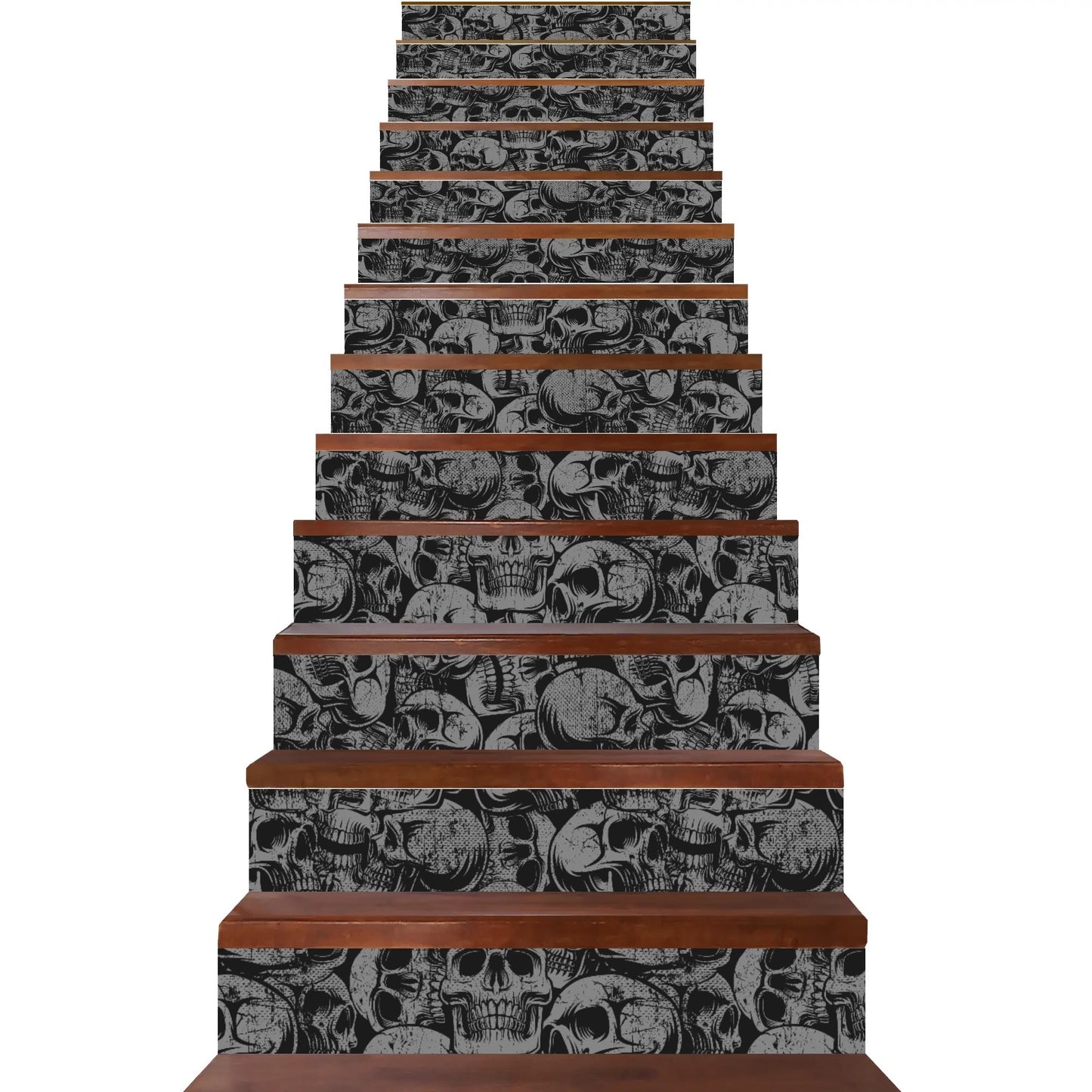 Silver Skulls Stairs Stickers (13 Pcs)