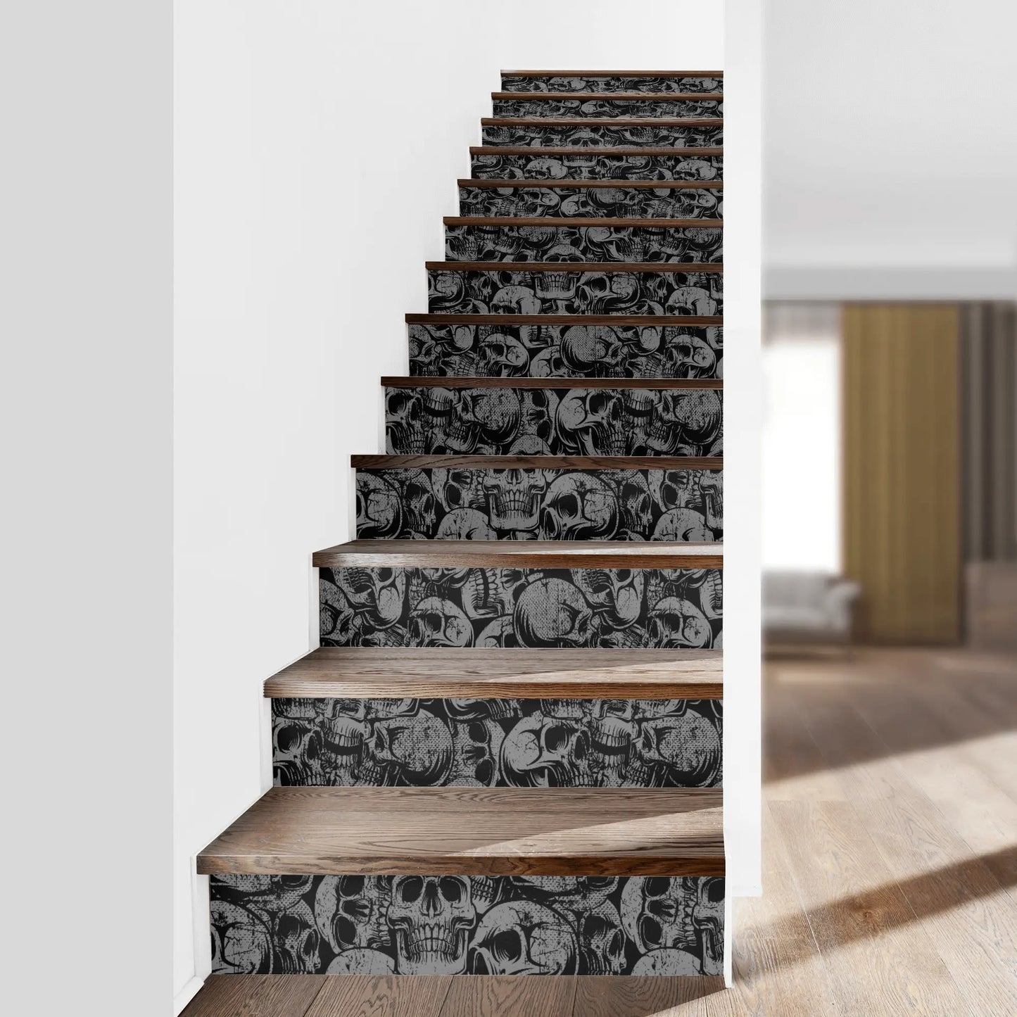 Silver Skulls Stairs Stickers (13 Pcs)