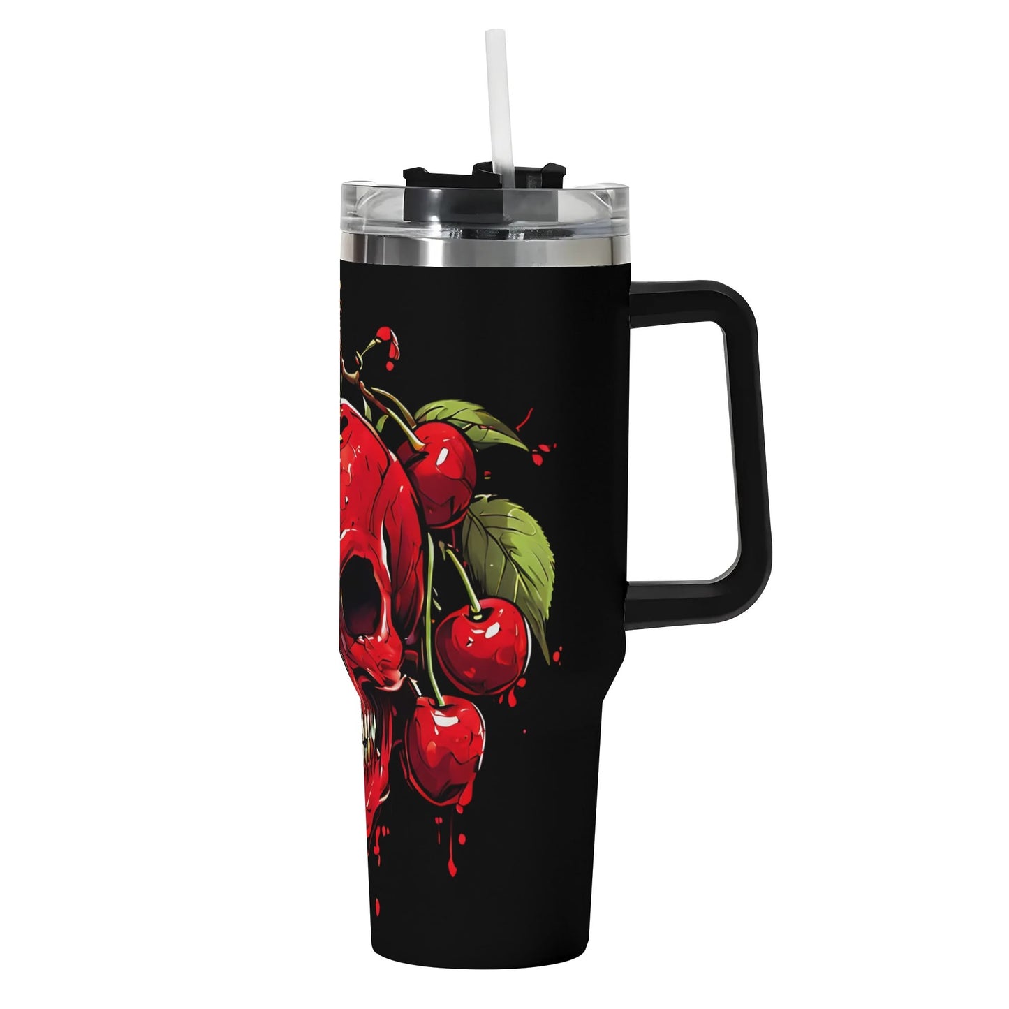 Red Cherry Skull 40 Oz Tumbler With Handle