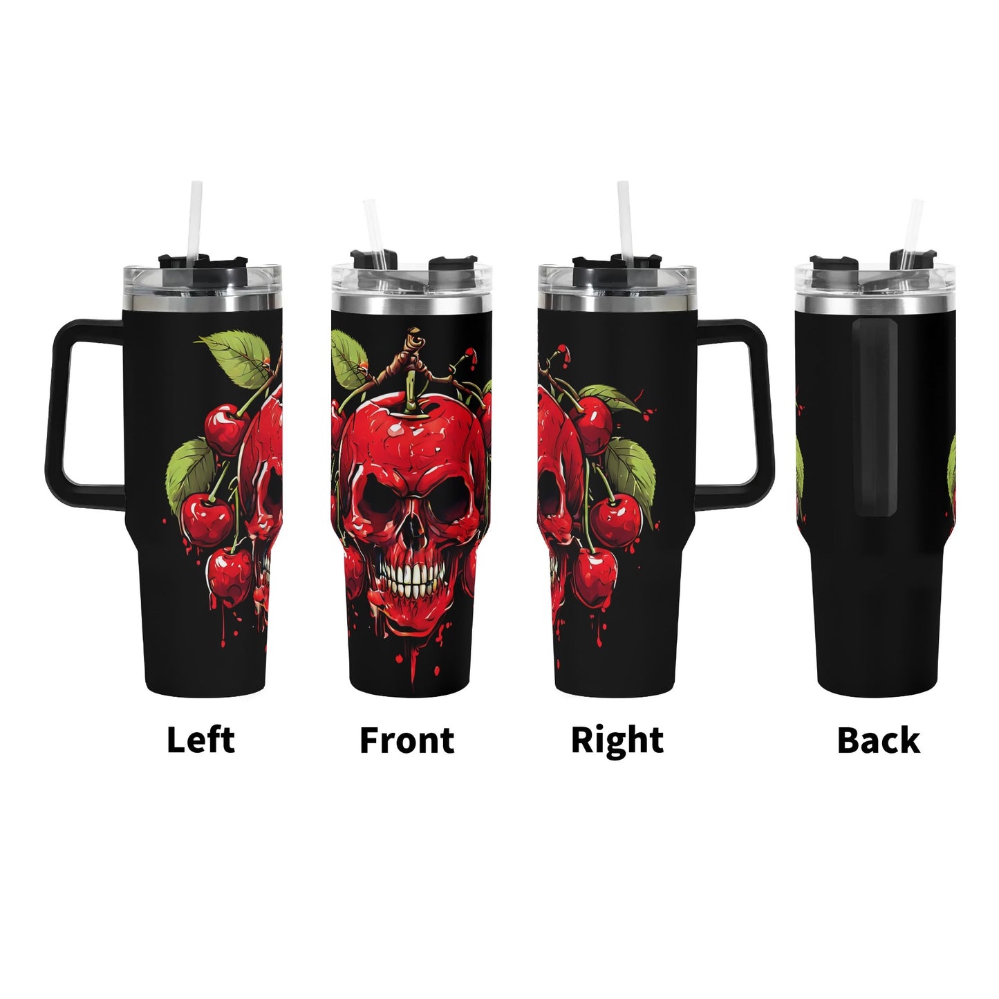 Red Cherry Skull 40 Oz Tumbler With Handle