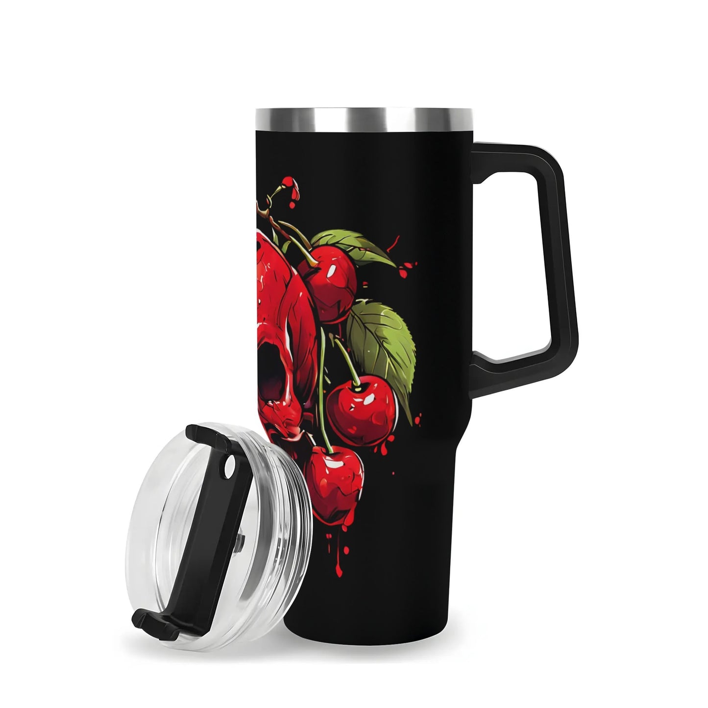 Red Cherry Skull 40 Oz Tumbler With Handle