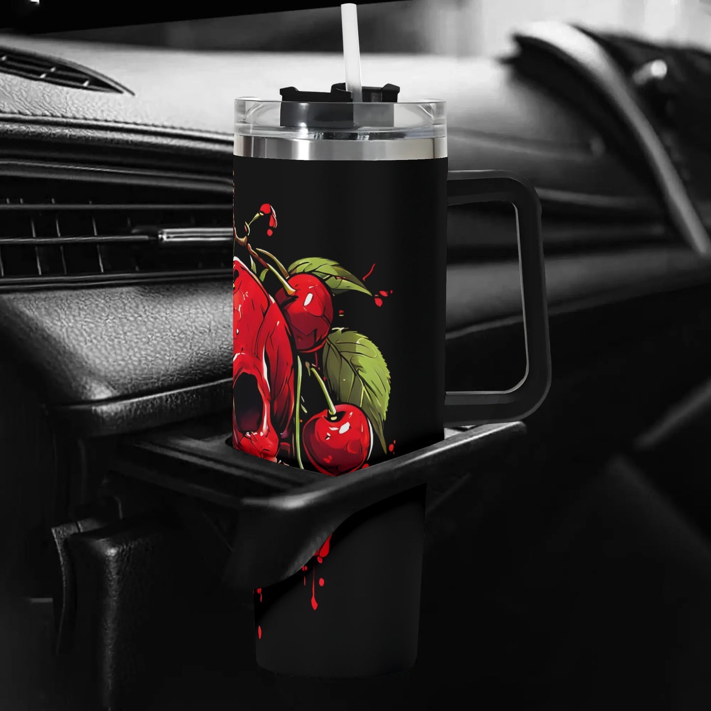 Red Cherry Skull 40 Oz Tumbler With Handle