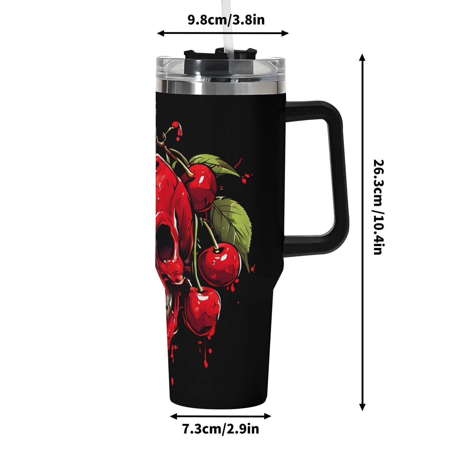 Red Cherry Skull 40 Oz Tumbler With Handle