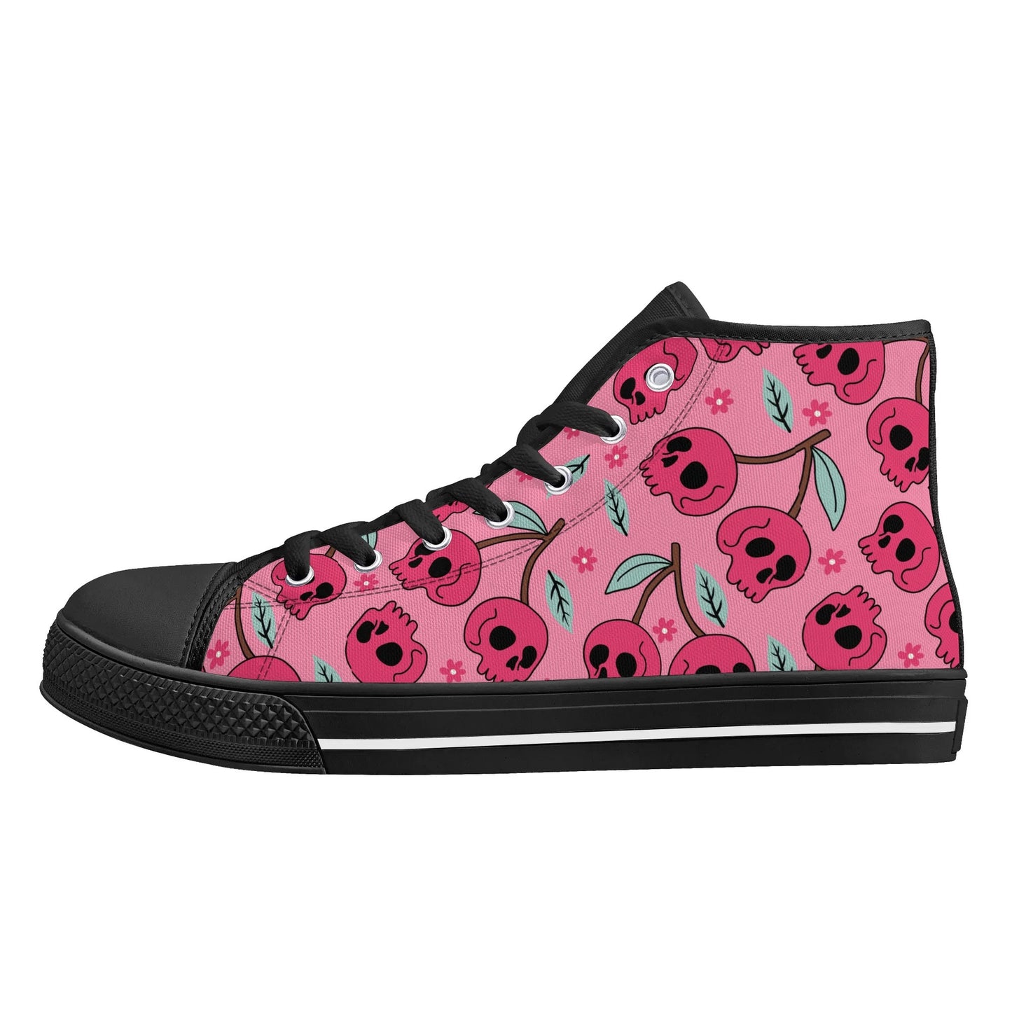 Cherry Skulls Rubber High Top Canvas Shoes