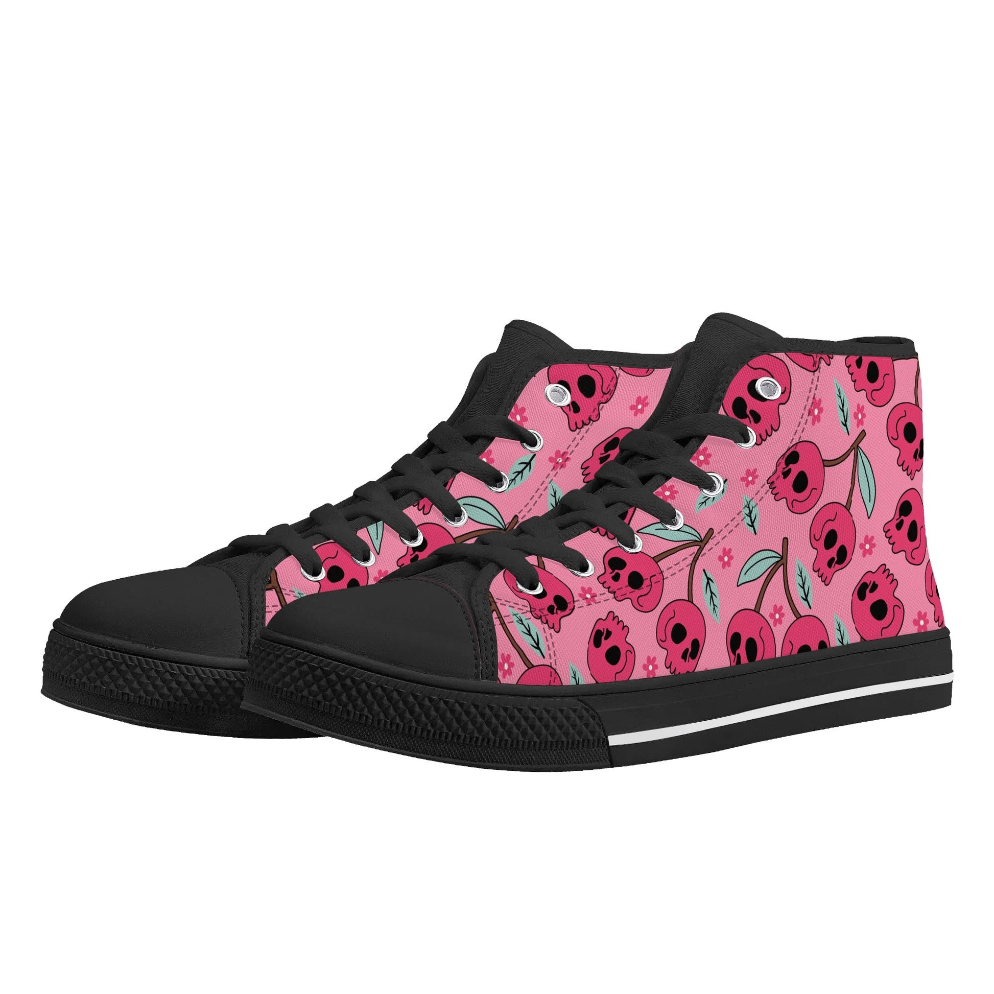 Cherry Skulls Rubber High Top Canvas Shoes