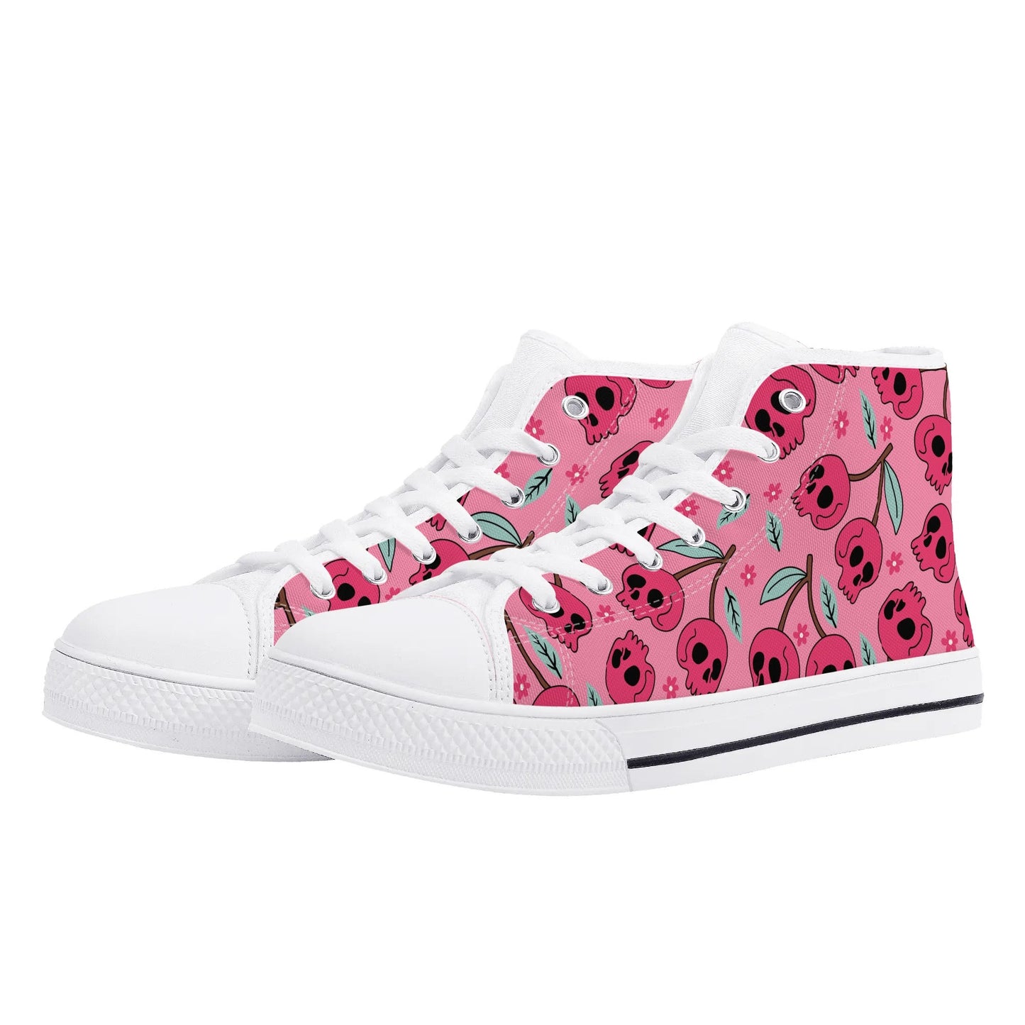 Cherry Skulls Rubber High Top Canvas Shoes