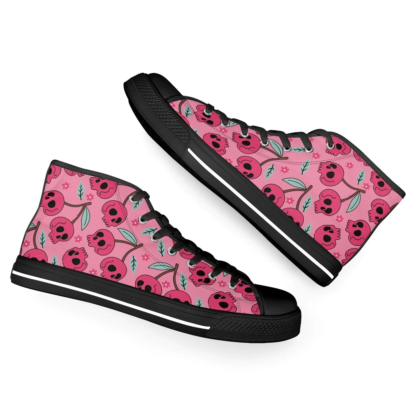 Cherry Skulls Rubber High Top Canvas Shoes