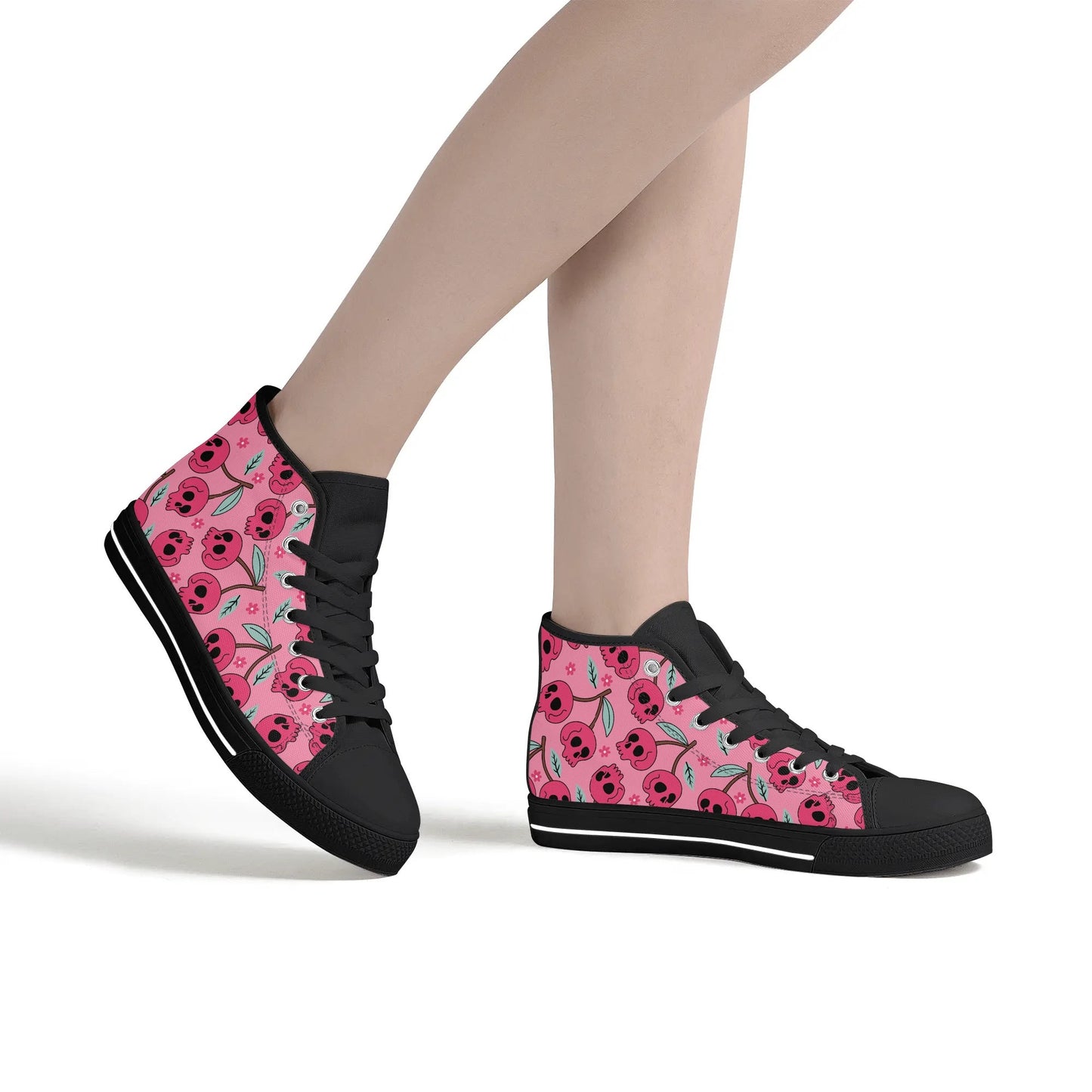 Cherry Skulls Rubber High Top Canvas Shoes