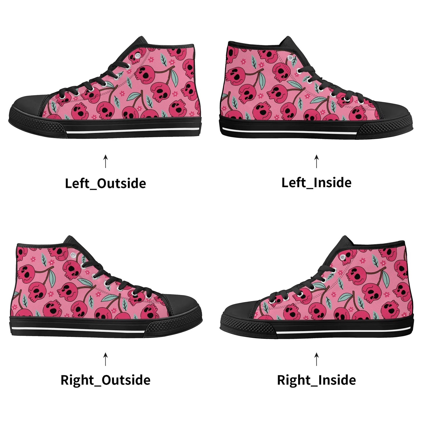 Cherry Skulls Rubber High Top Canvas Shoes