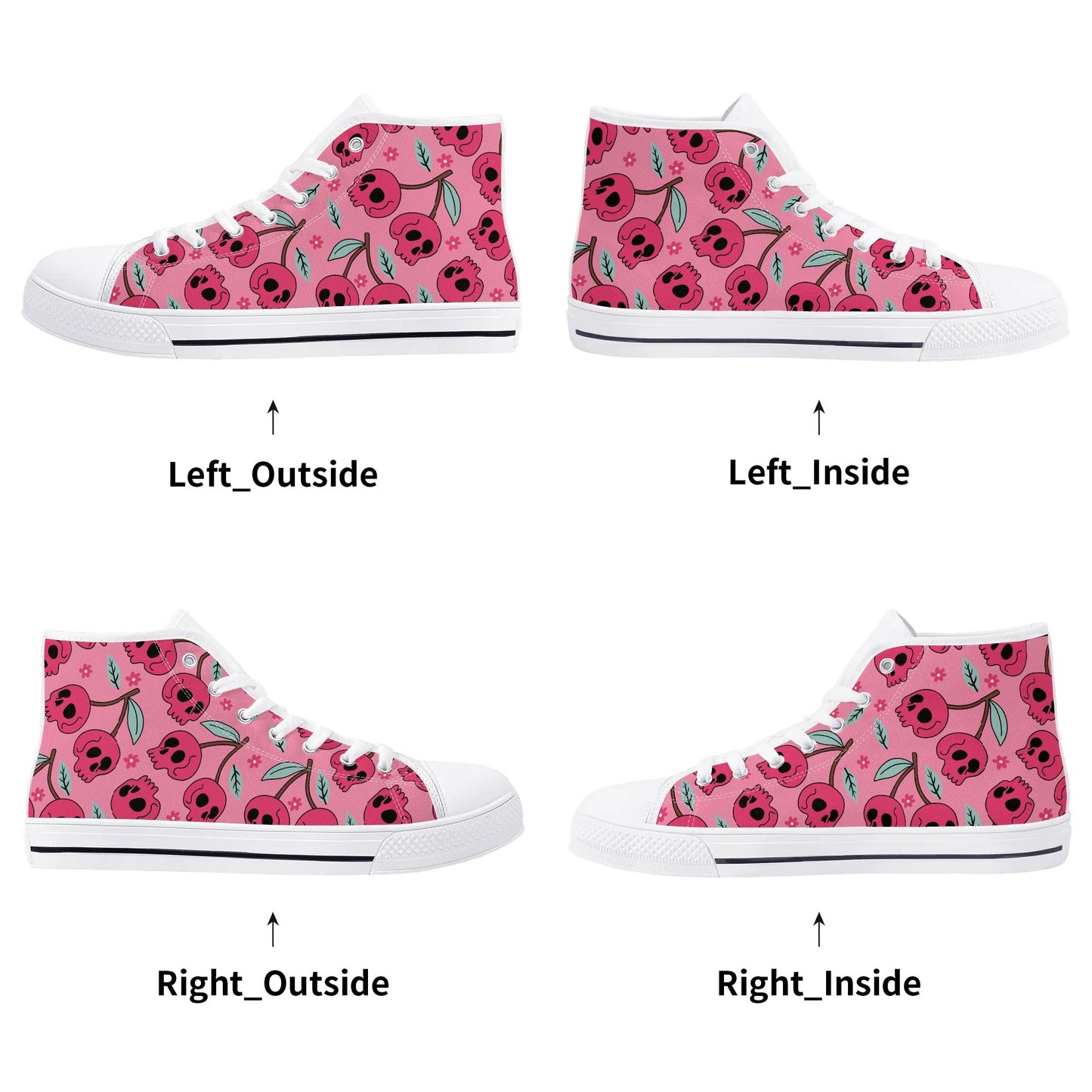 Cherry Skulls Rubber High Top Canvas Shoes