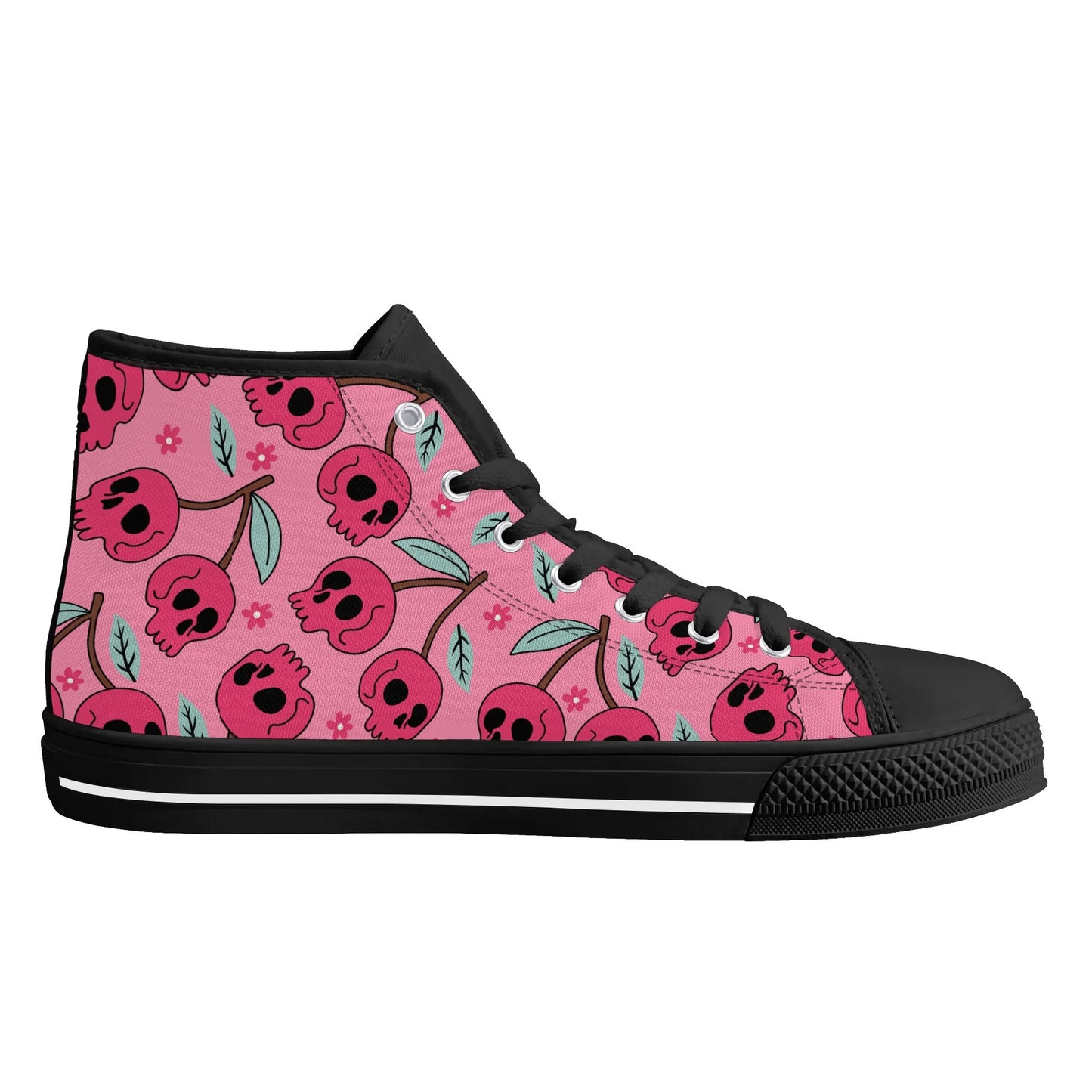 Cherry Skulls Rubber High Top Canvas Shoes