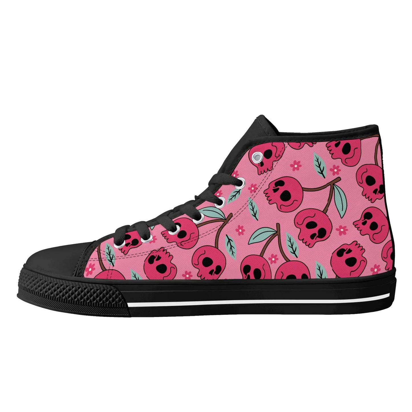 Cherry Skulls Rubber High Top Canvas Shoes