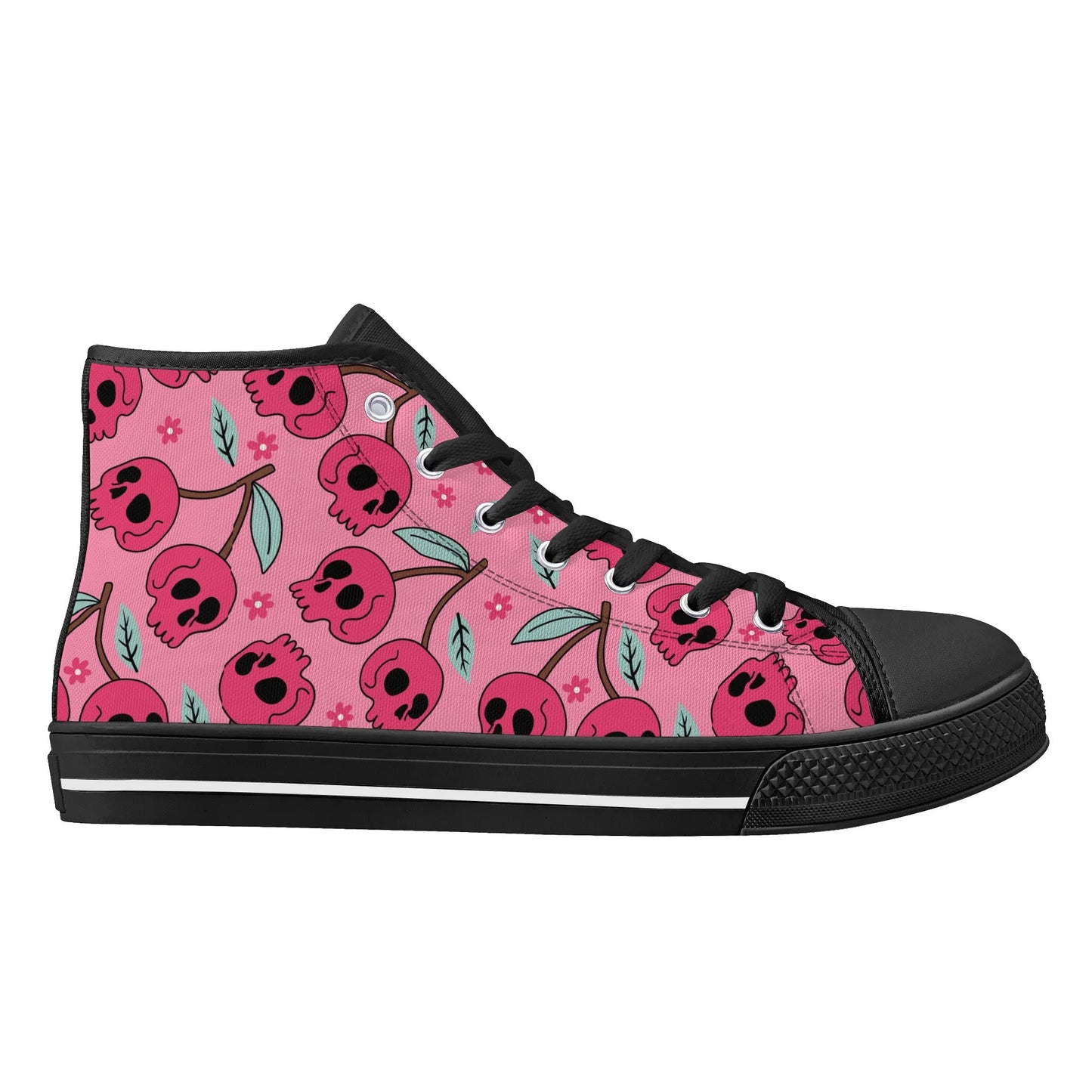 Cherry Skulls Rubber High Top Canvas Shoes