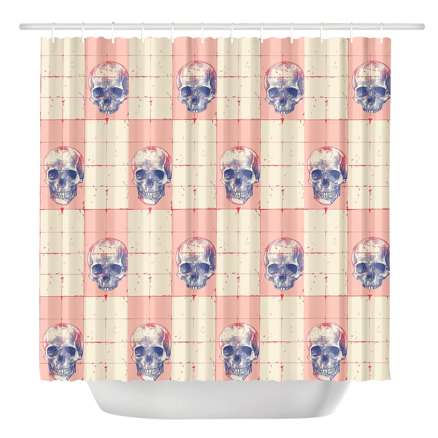 Peach Skulls Shower Curtain