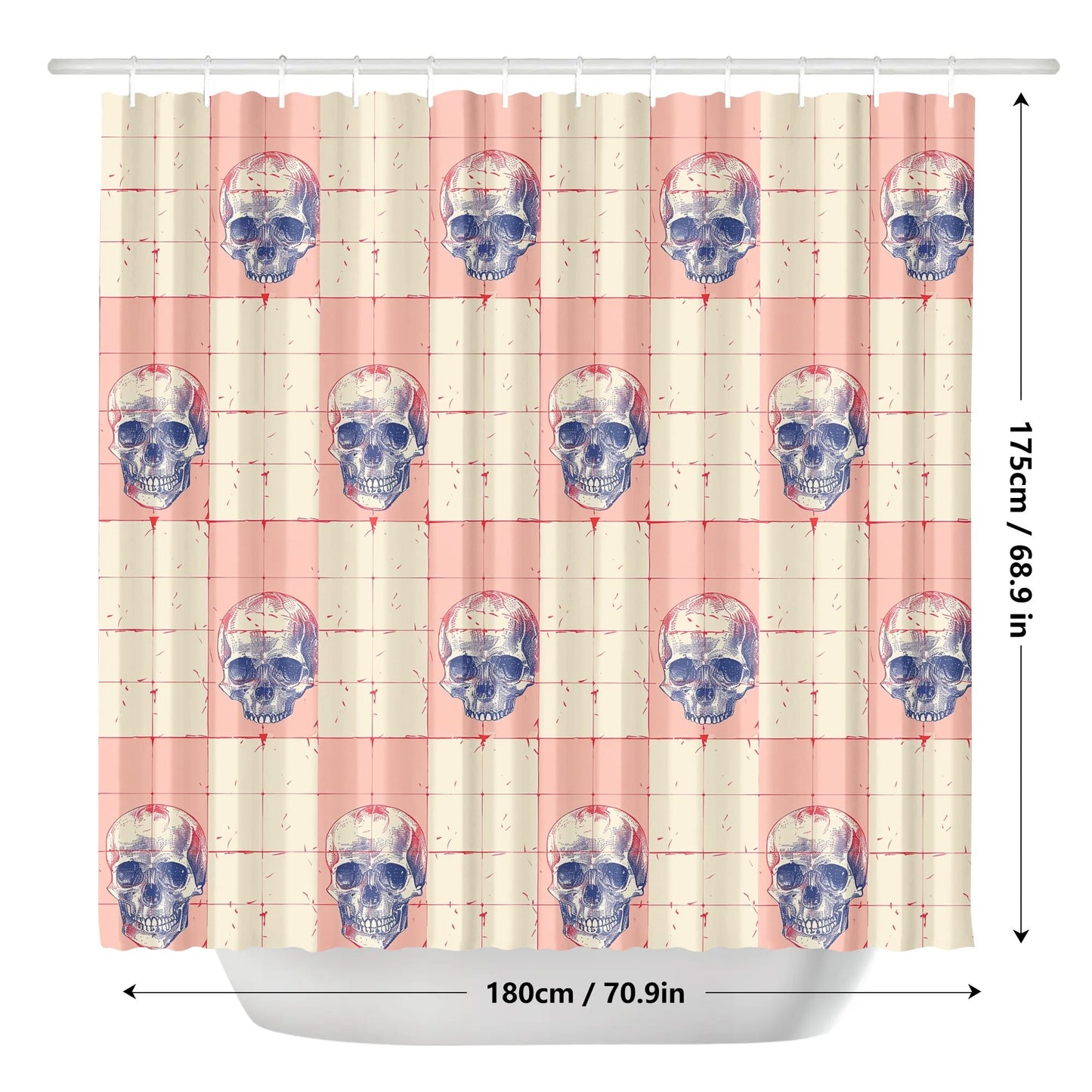 Peach Skulls Shower Curtain