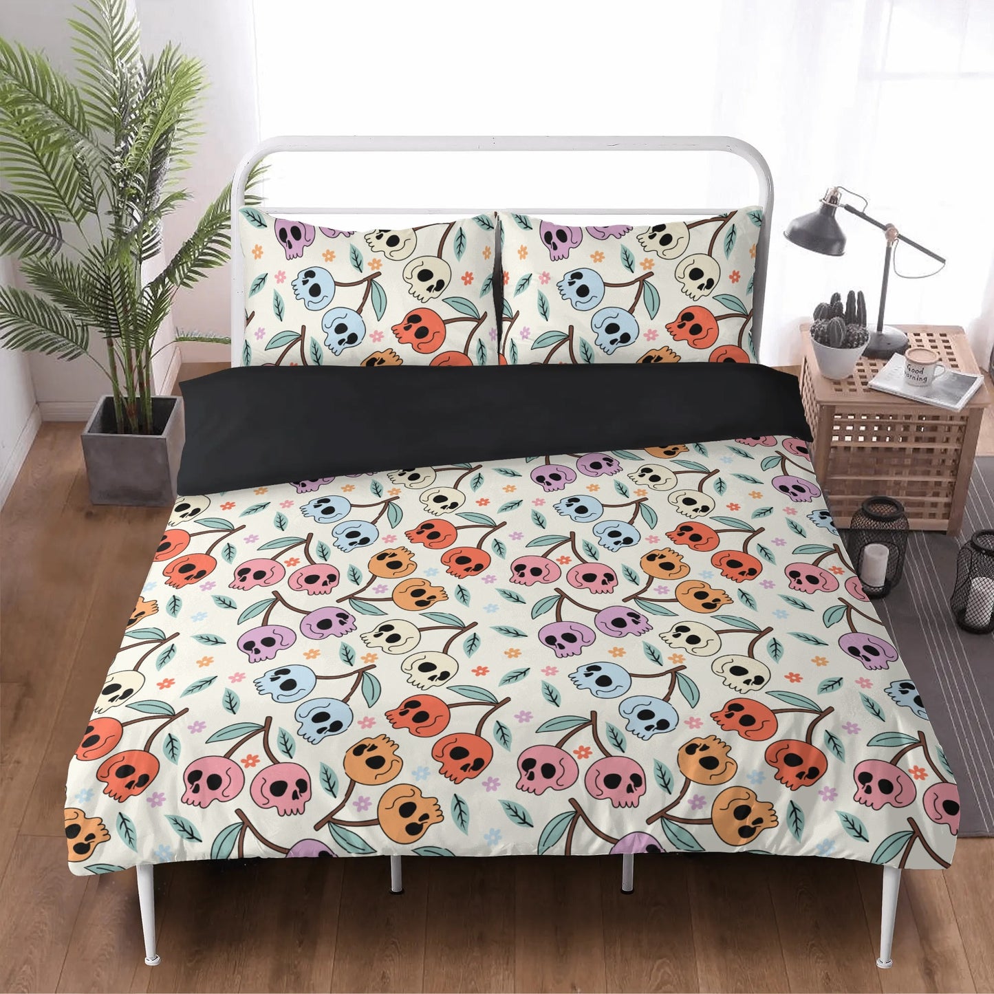 Cherry Colorful Skulls 3 Pcs Beddings