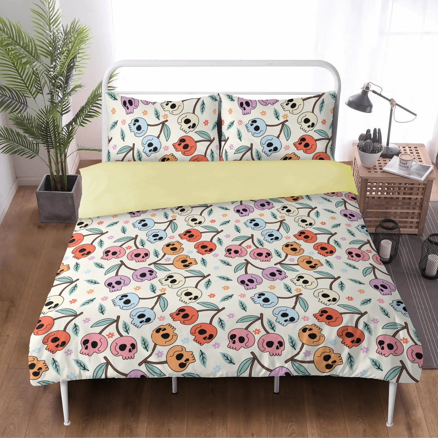 Cherry Colorful Skulls 3 Pcs Beddings