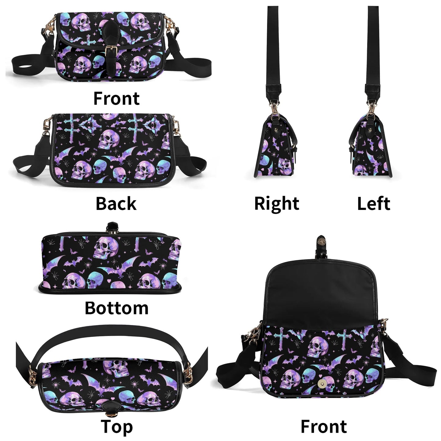 Midnight Skulls And Bats Chain Shoulder bags