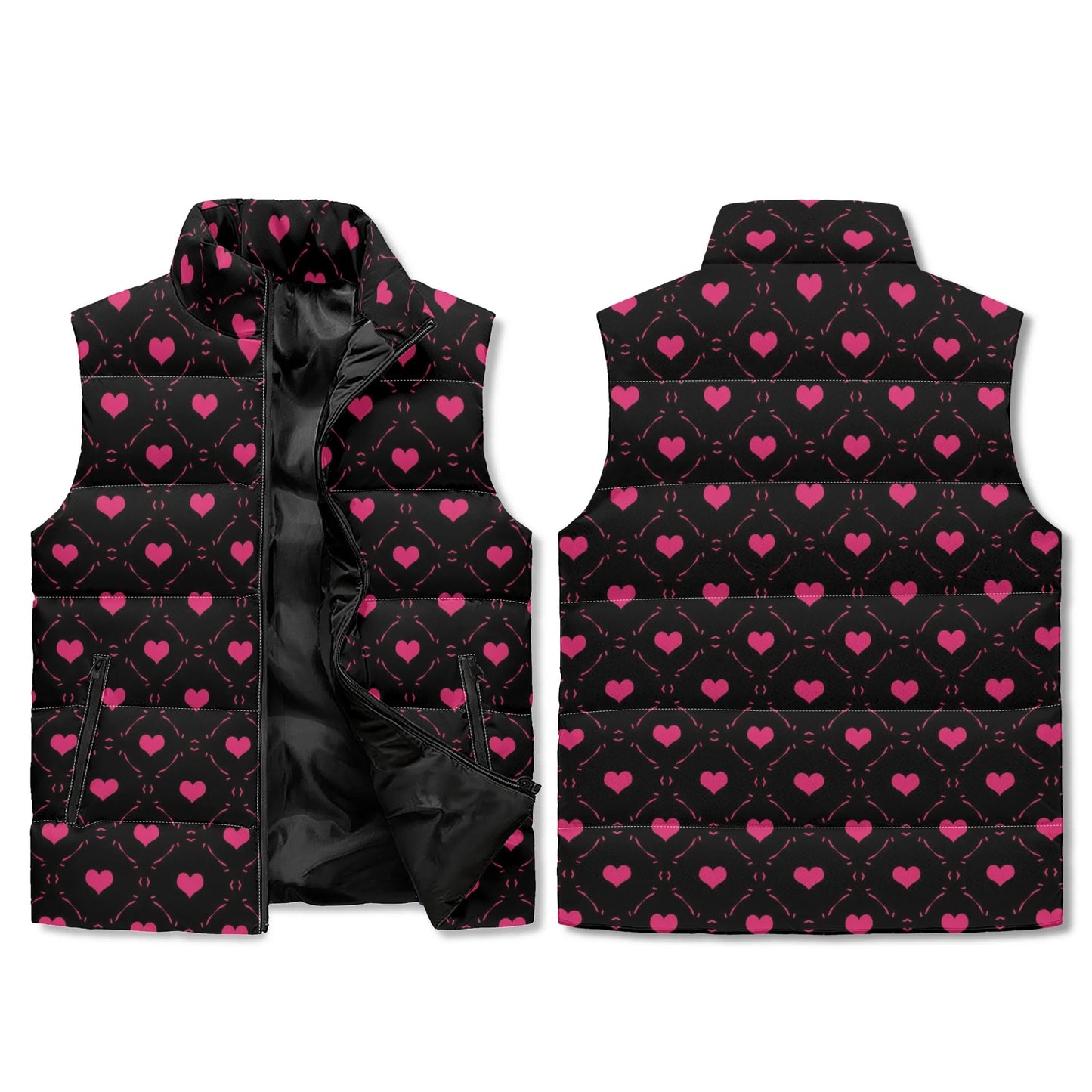 Little Pink Hearts Lightweight Zip Up Puffer Vest