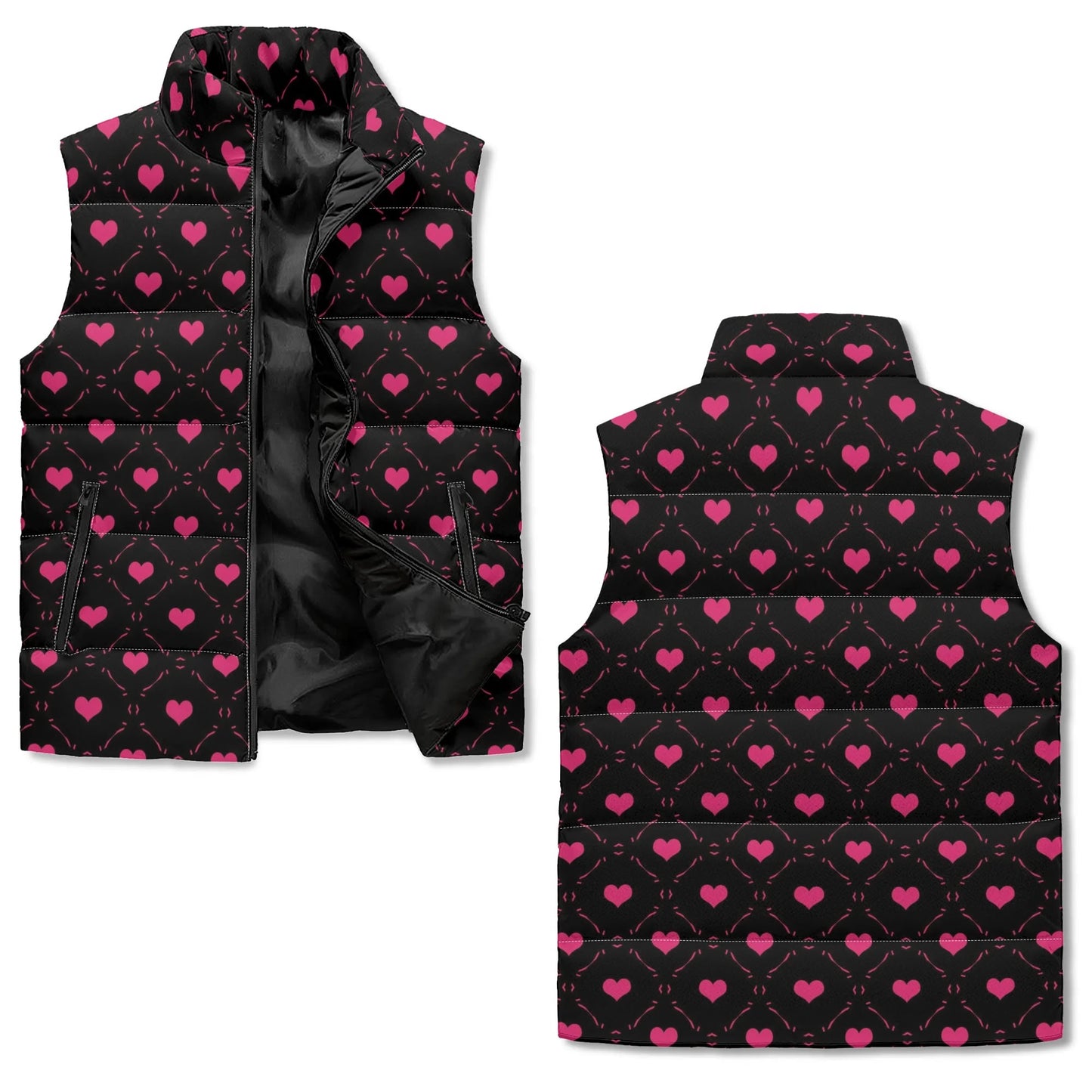 Little Pink Hearts Lightweight Zip Up Puffer Vest