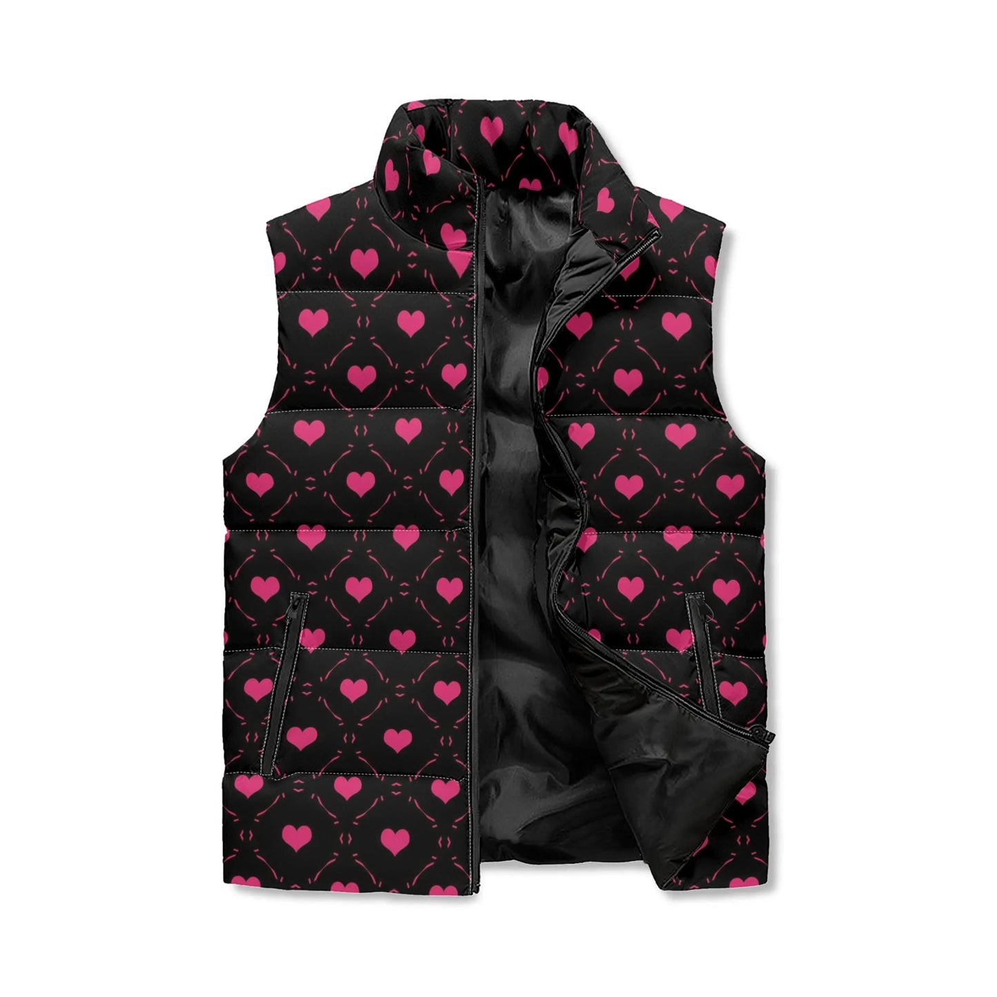 Little Pink Hearts Lightweight Zip Up Puffer Vest