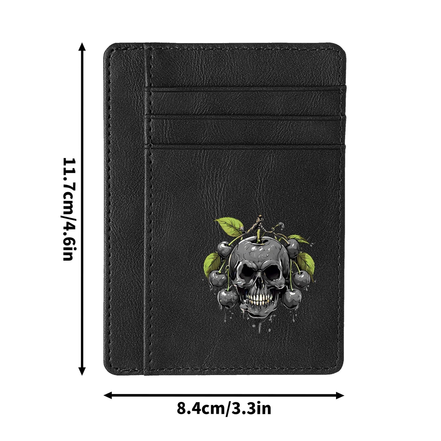 Gray Cherry Skull Minimalist Leather Wallets