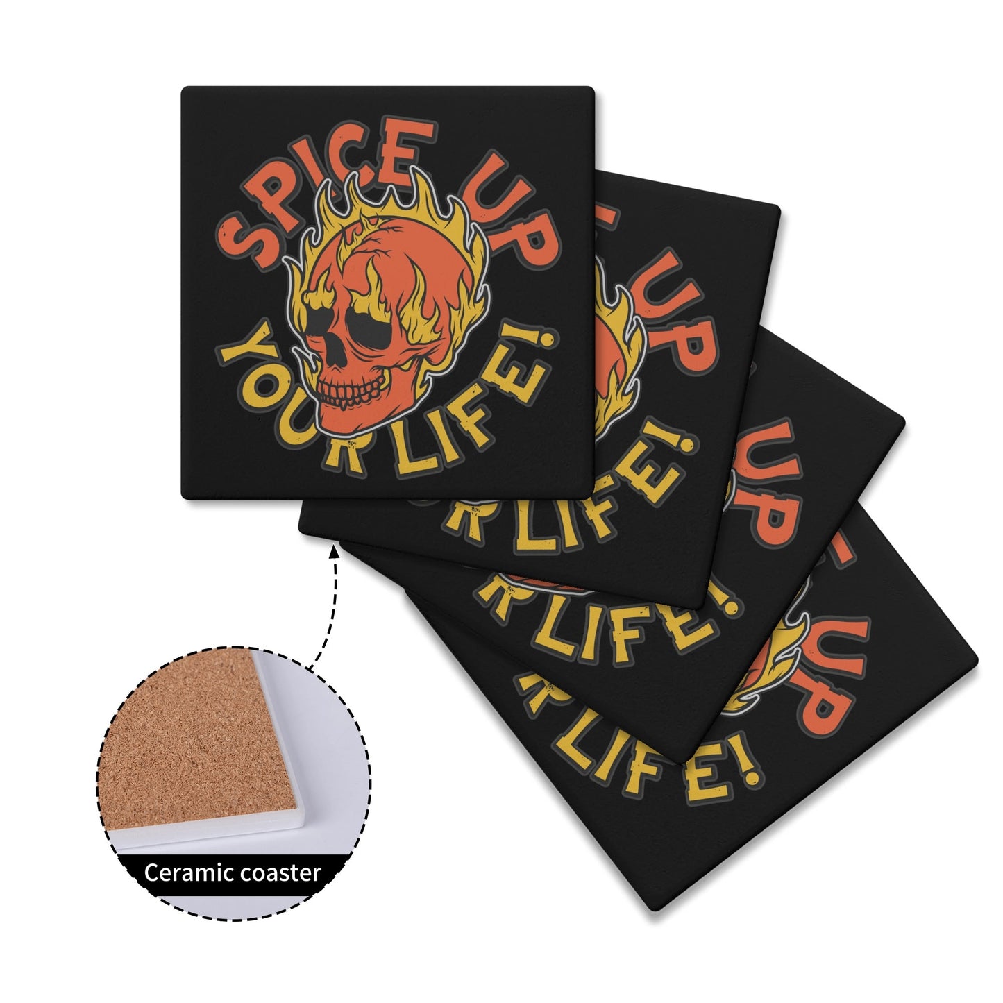 Spice Up Your Life Square Ceramic Coasters (4 Pack)