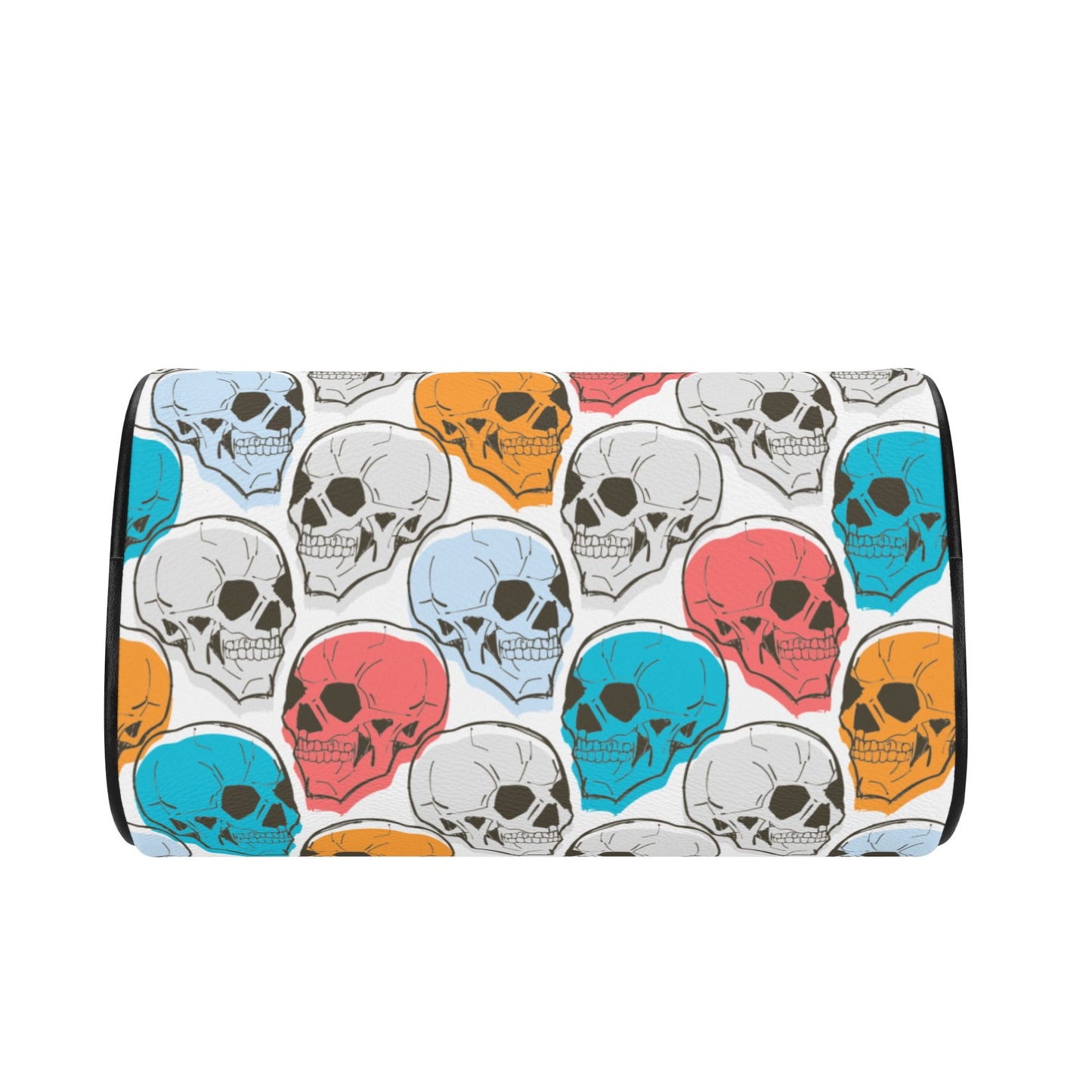 Colorful Skulls Leather Mini Boston Handbag