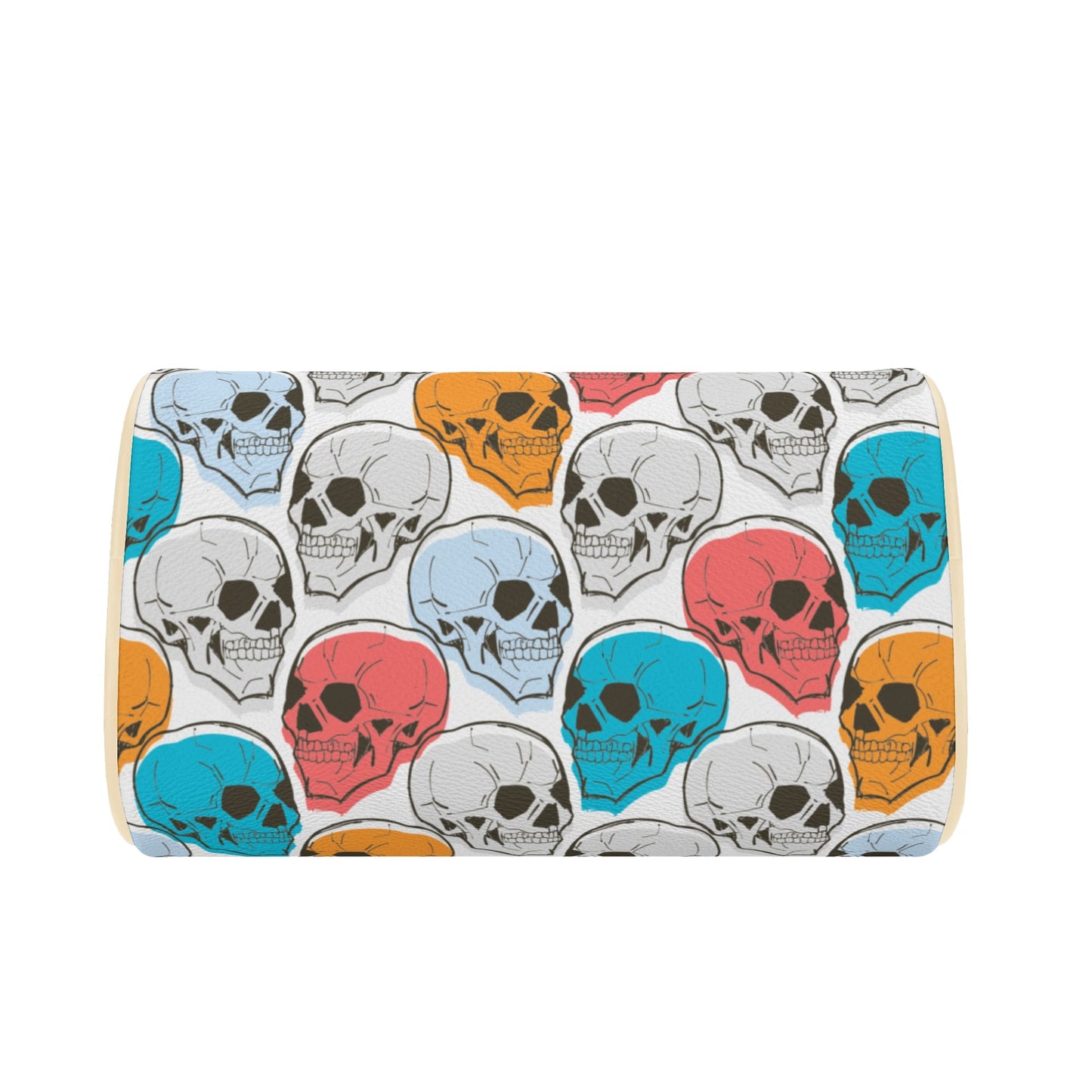 Colorful Skulls Leather Mini Boston Handbag