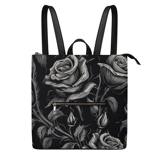 Gothic Roses Leather Leisure Top-Handle Backpack