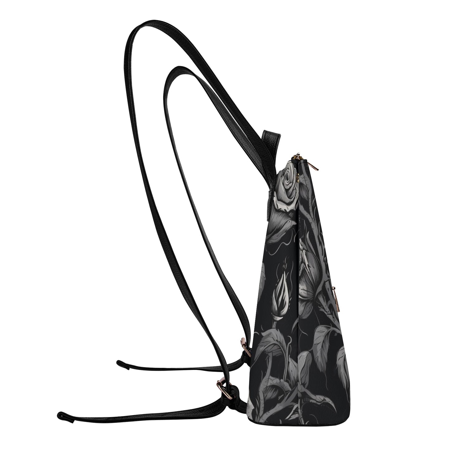 Gothic Roses Leather Leisure Top-Handle Backpack