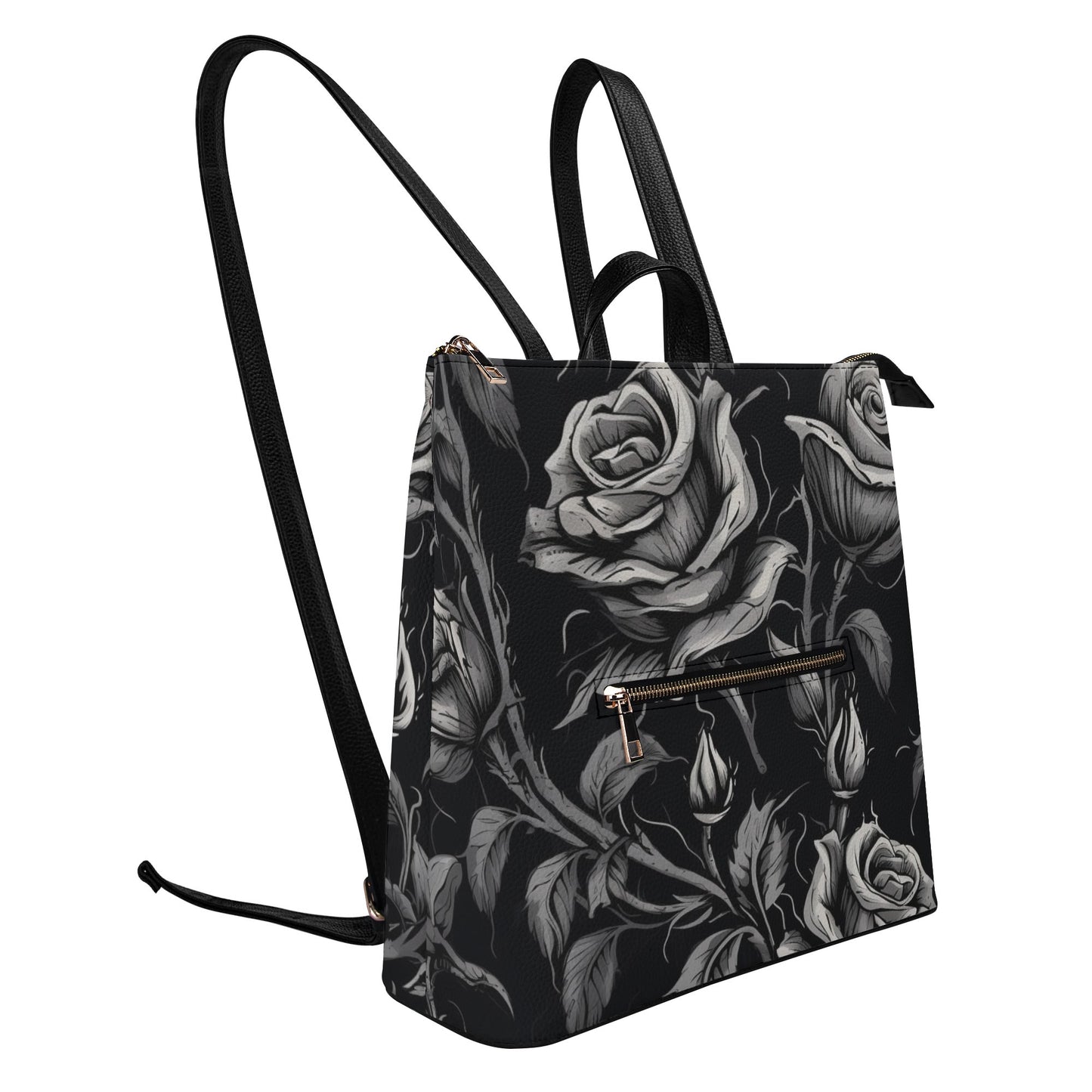 Gothic Roses Leather Leisure Top-Handle Backpack