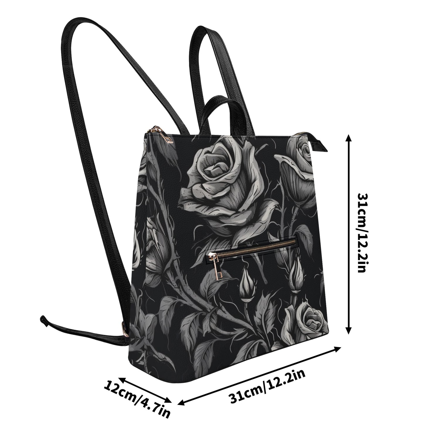 Gothic Roses Leather Leisure Top-Handle Backpack