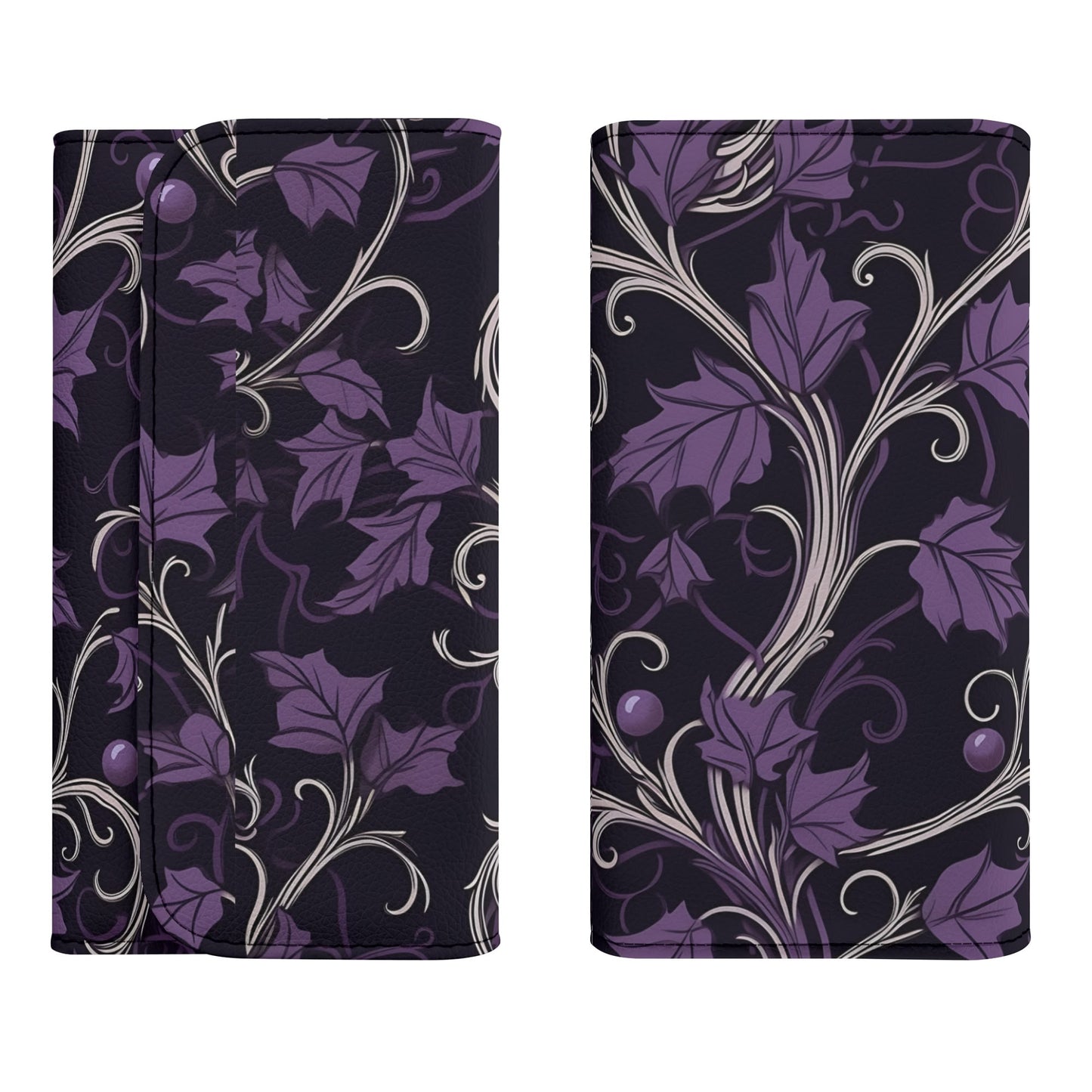 Purple Forest Trifold Leather Clutch Wallet