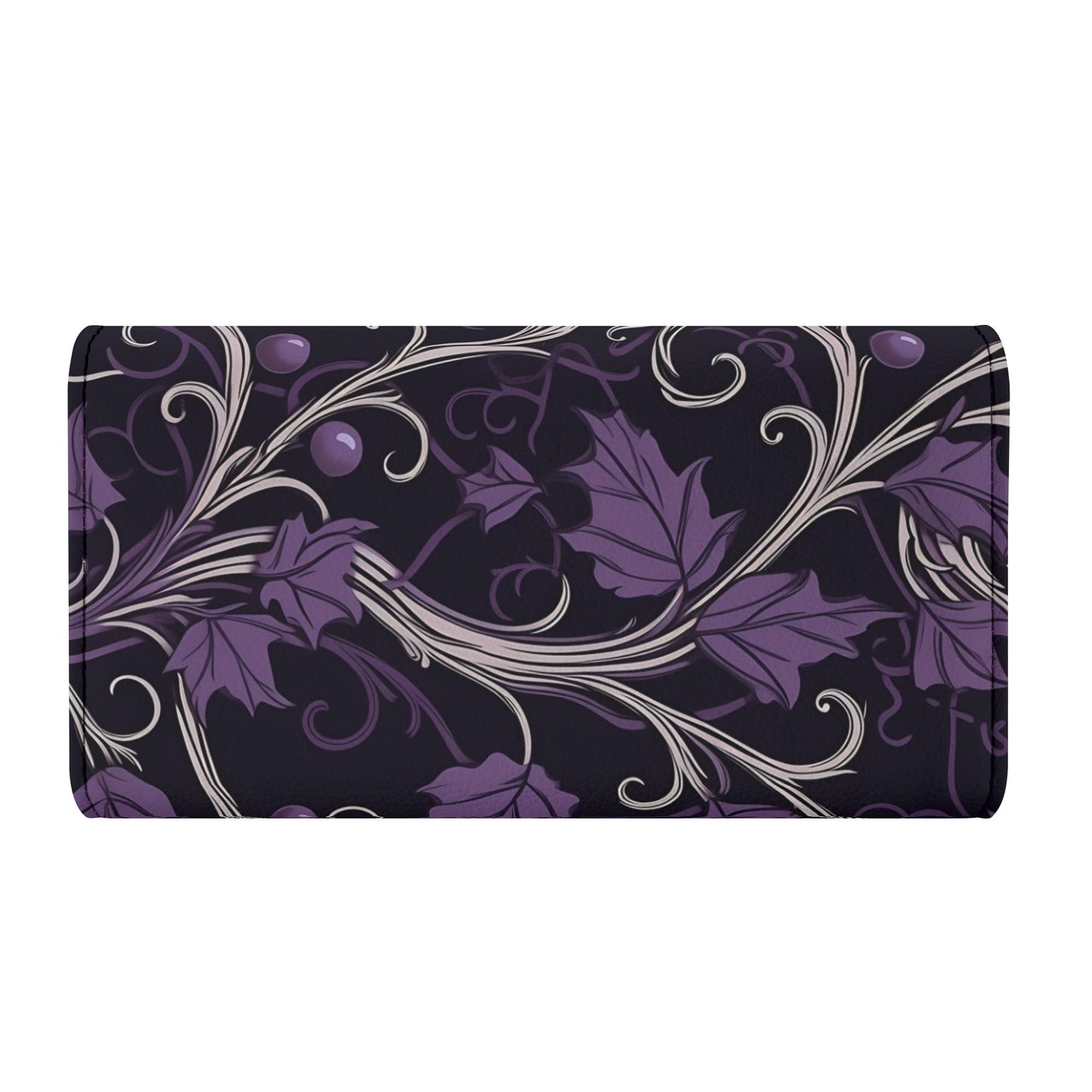 Purple Forest Trifold Leather Clutch Wallet