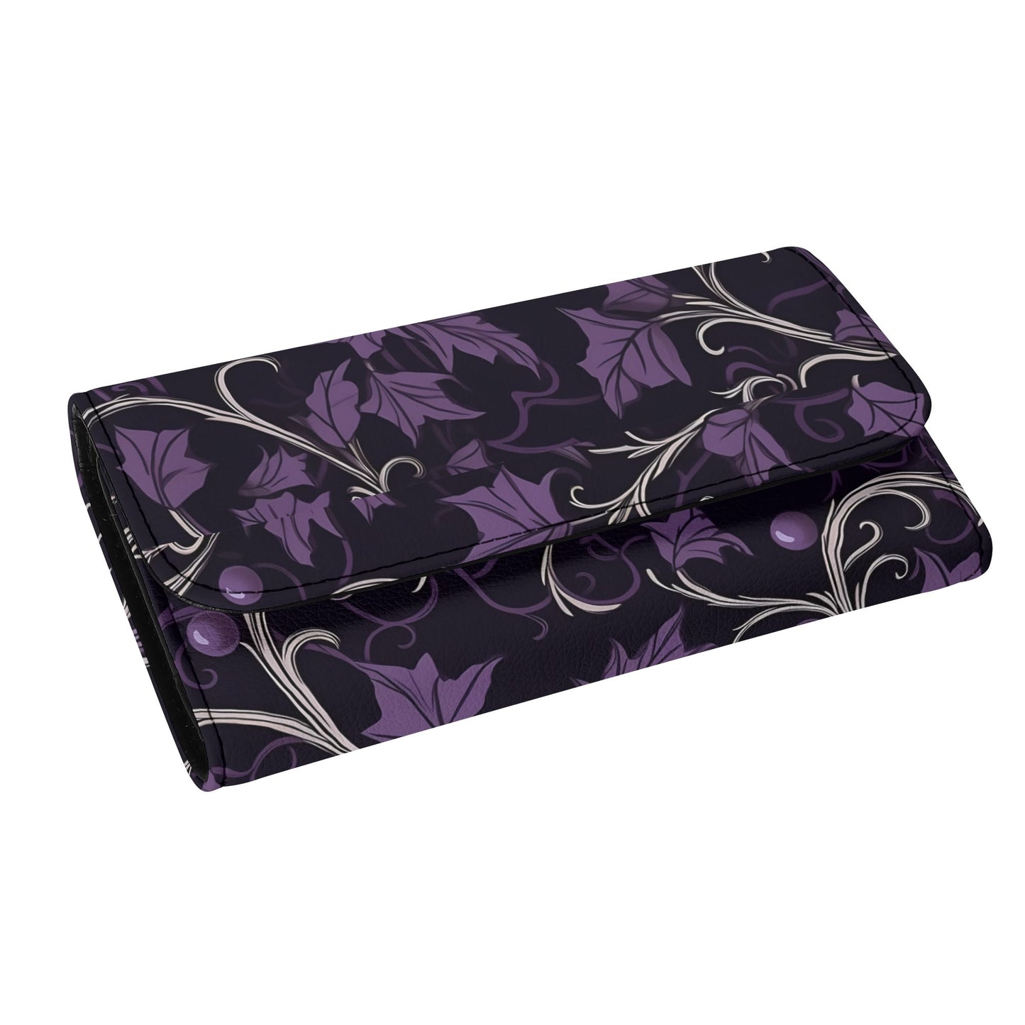 Purple Forest Trifold Leather Clutch Wallet