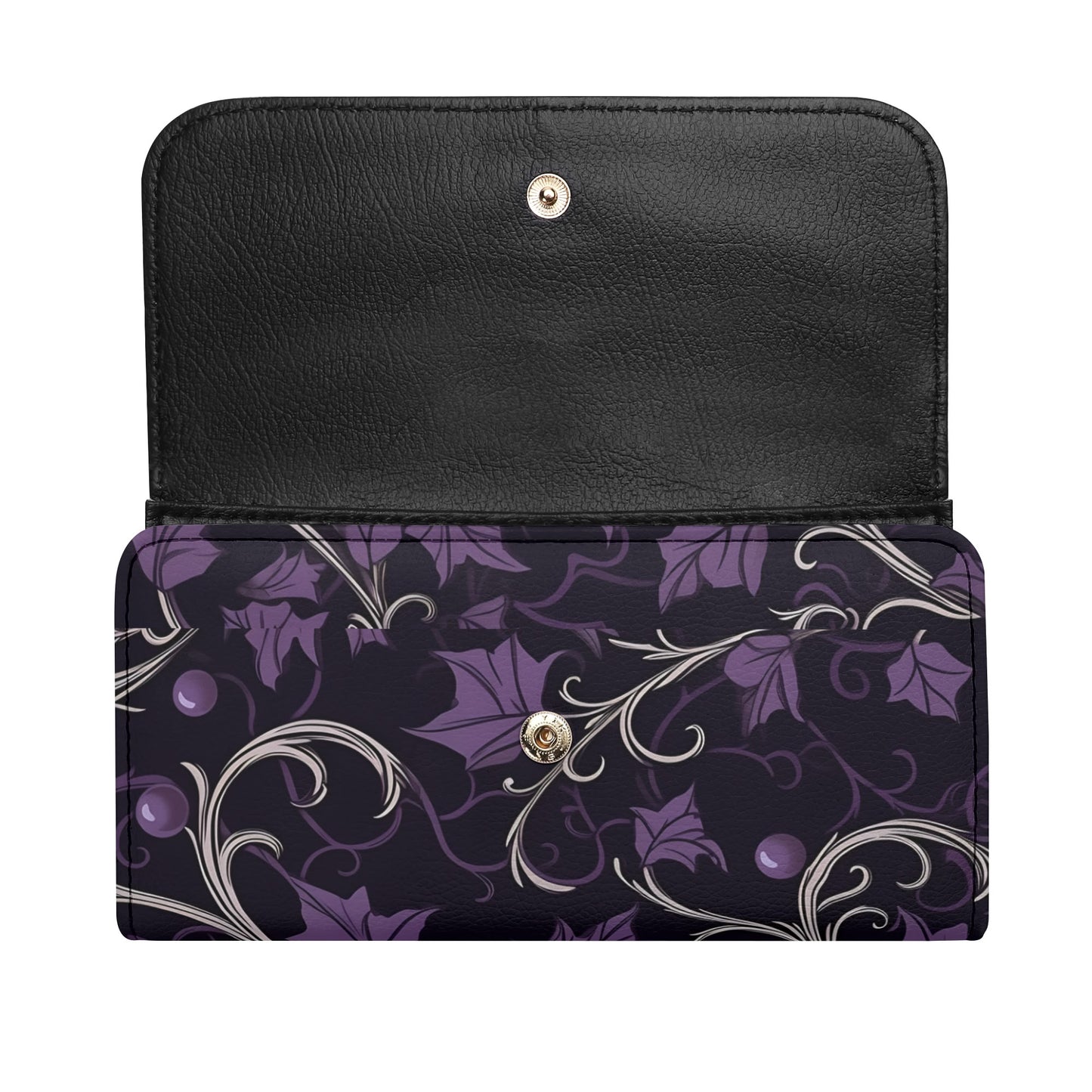 Purple Forest Trifold Leather Clutch Wallet