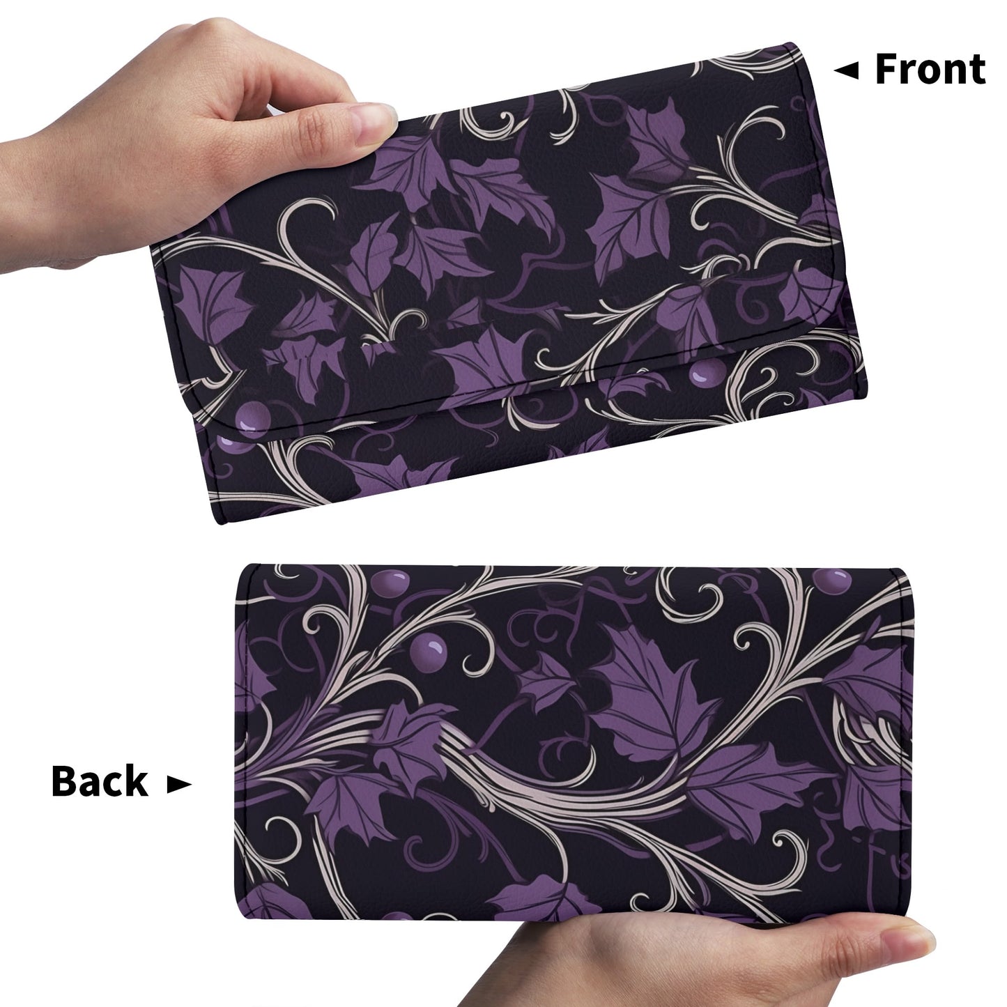 Purple Forest Trifold Leather Clutch Wallet