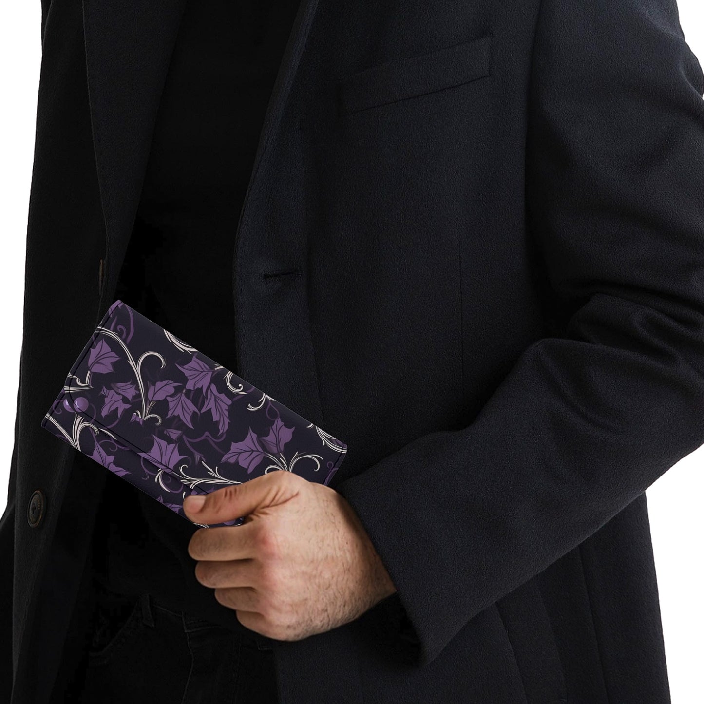 Purple Forest Trifold Leather Clutch Wallet