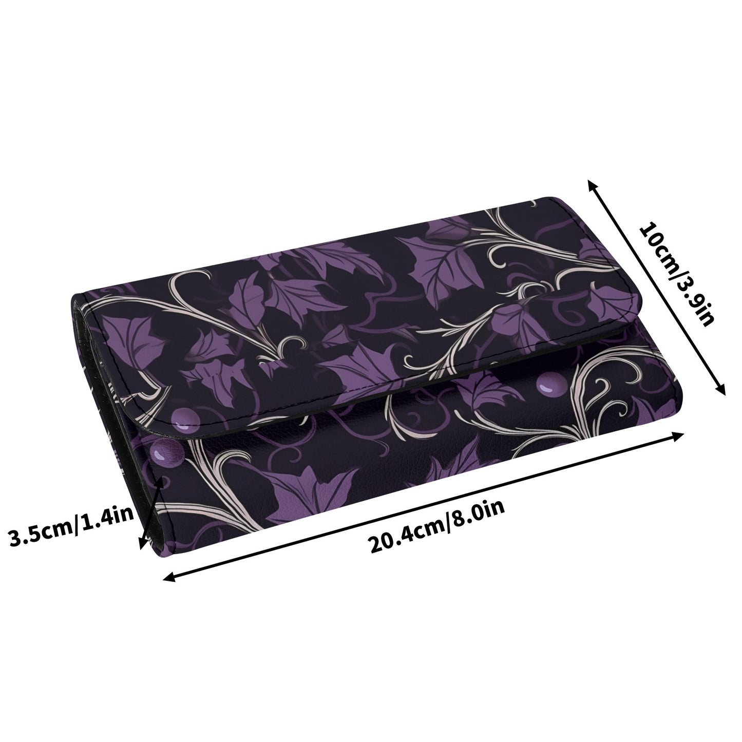 Purple Forest Trifold Leather Clutch Wallet