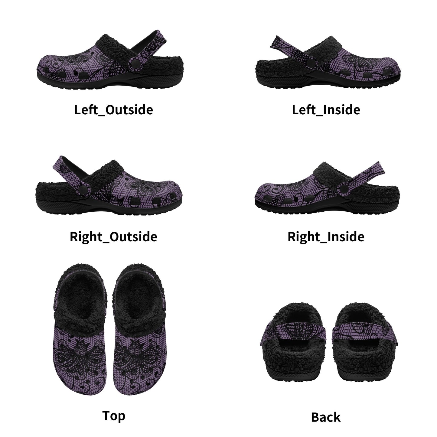 Lacy Purple Design Fleece Slippers