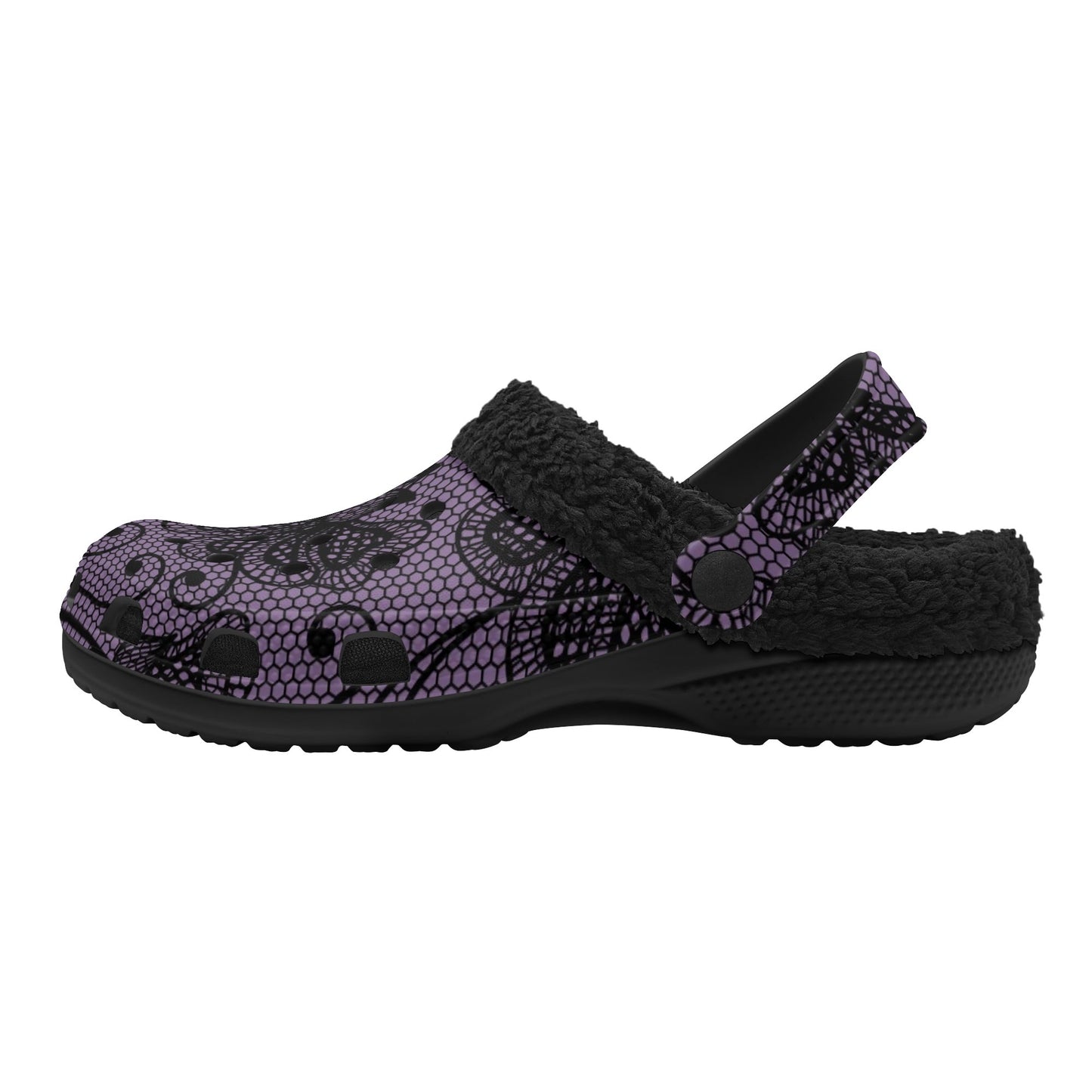 Lacy Purple Design Fleece Slippers