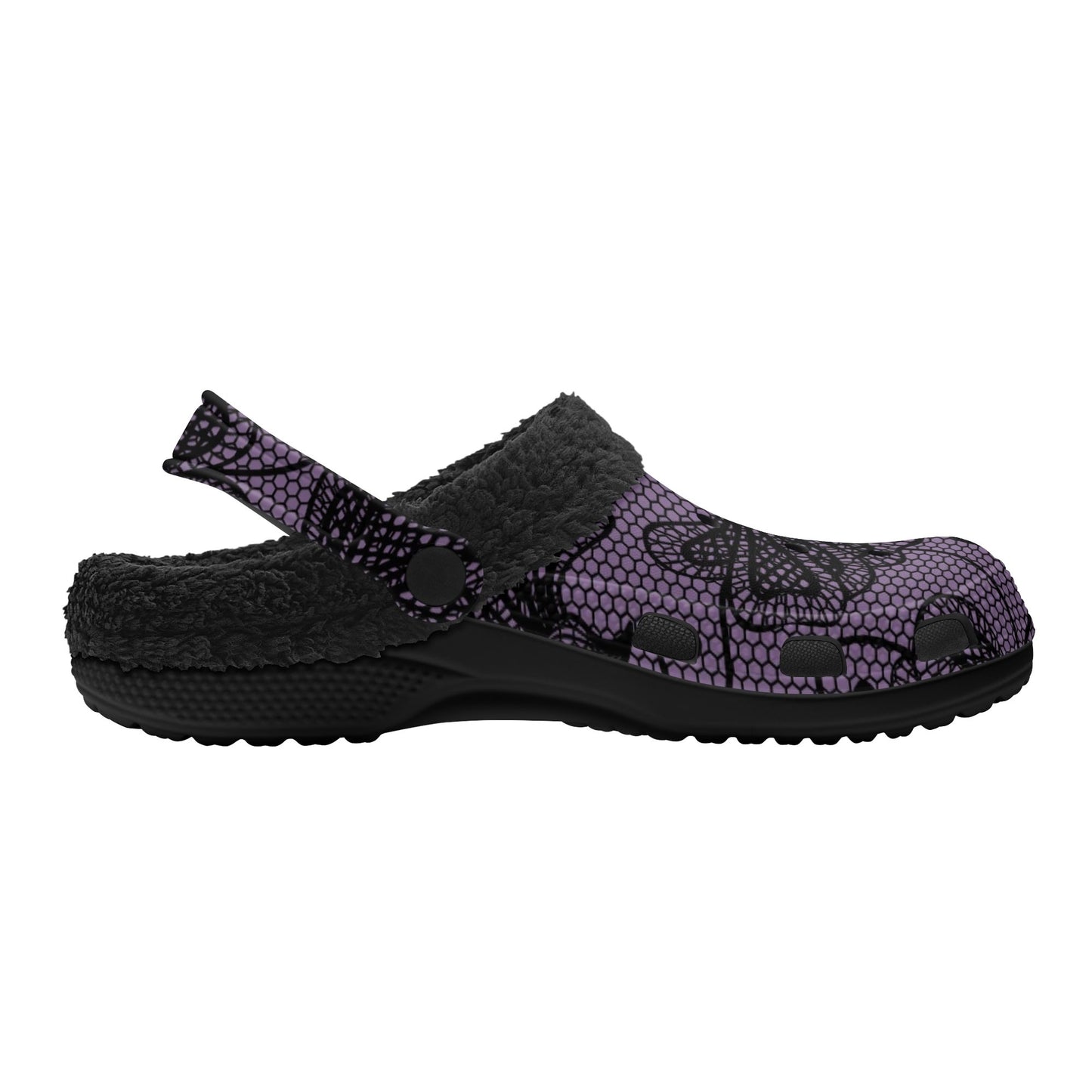 Lacy Purple Design Fleece Slippers