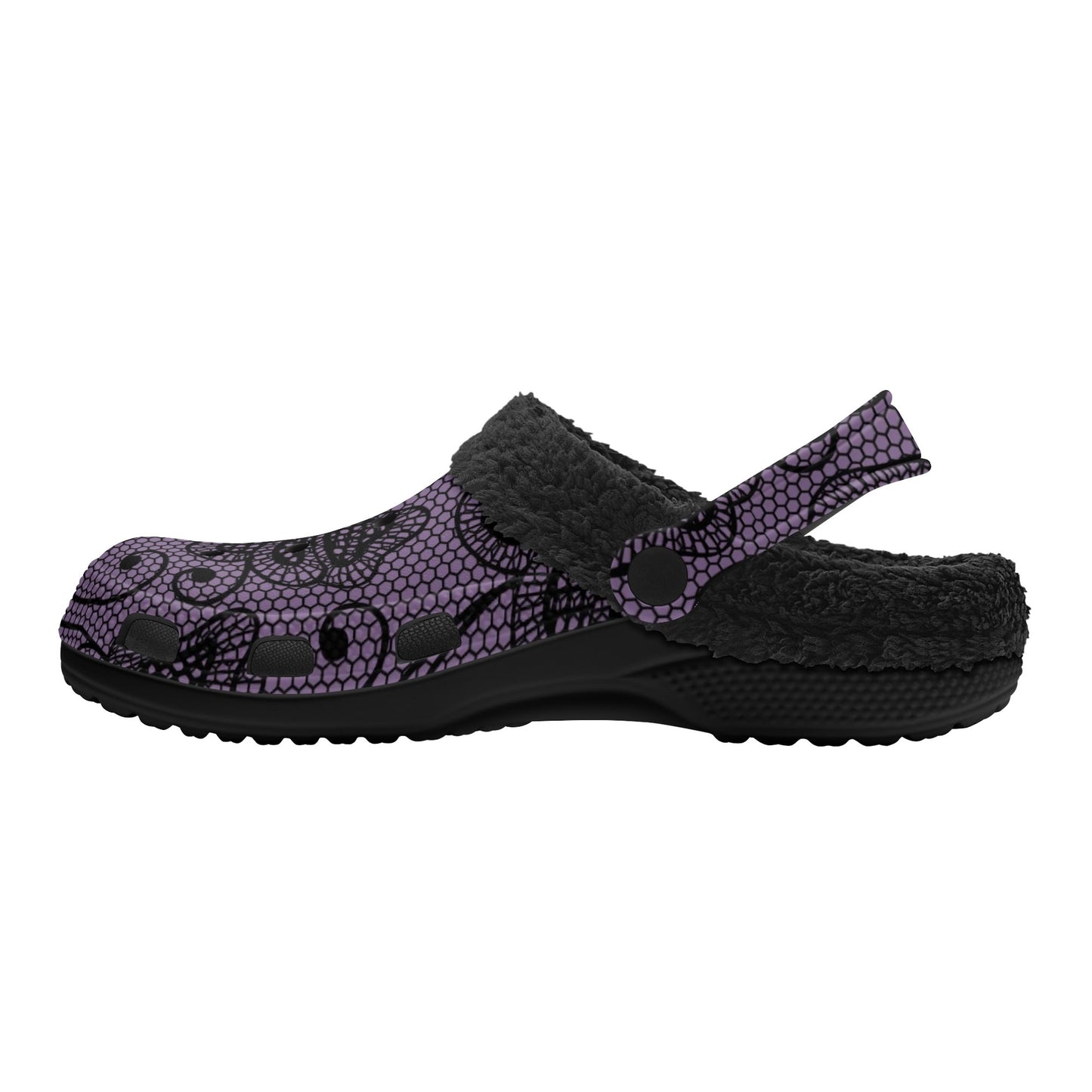 Lacy Purple Design Fleece Slippers