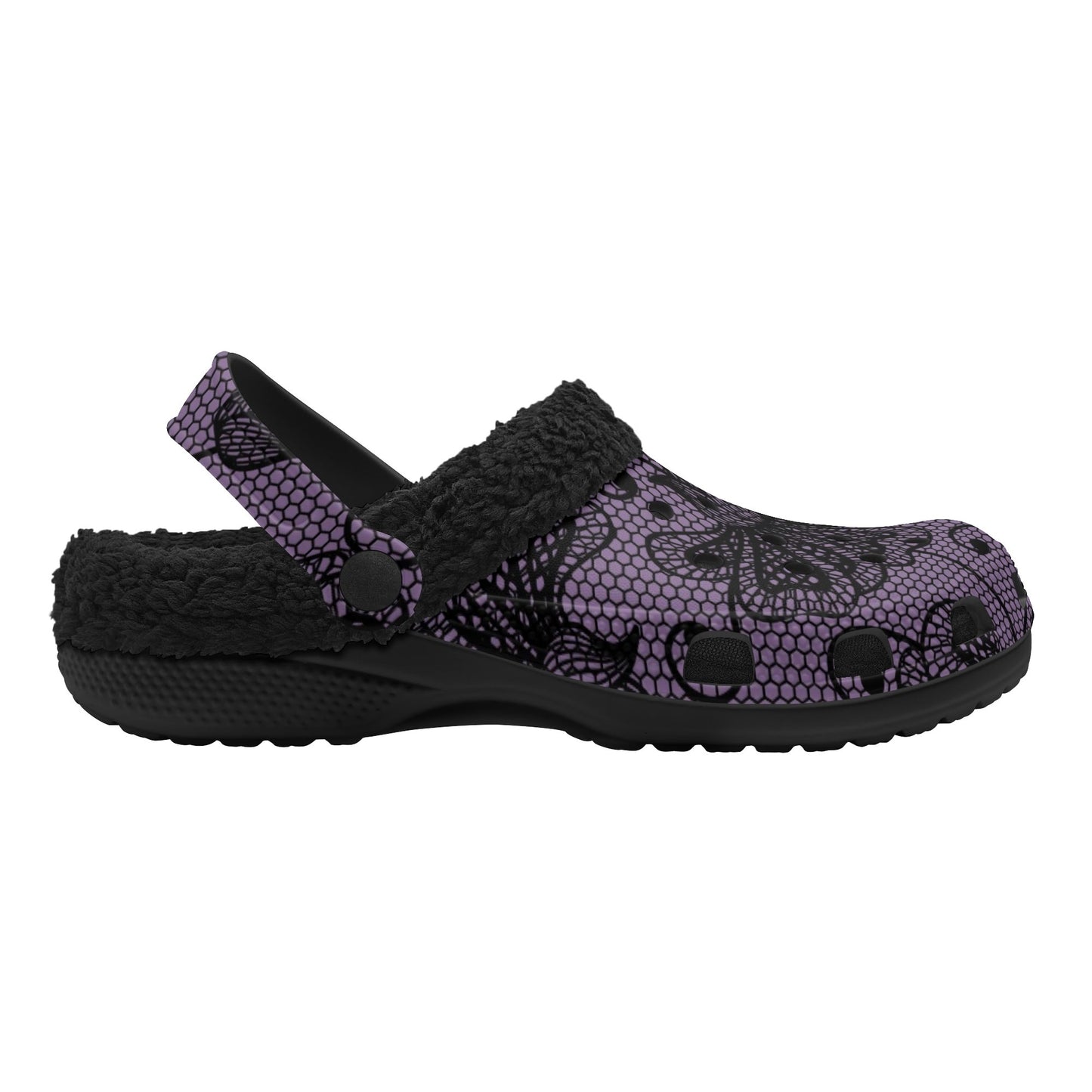 Lacy Purple Design Fleece Slippers