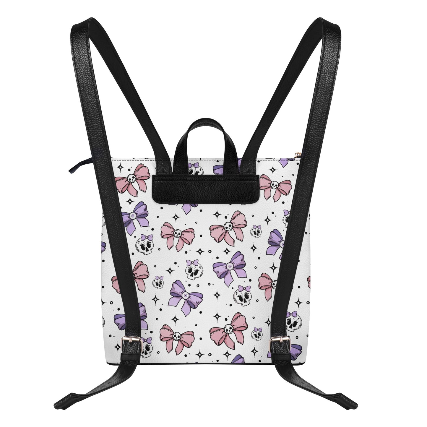 Cute Skulls And Bows Leather Leisure Top-Handle Backpack