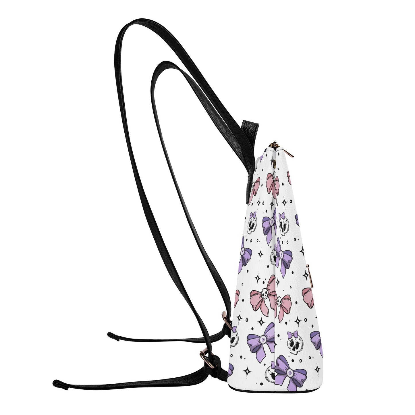 Cute Skulls And Bows Leather Leisure Top-Handle Backpack