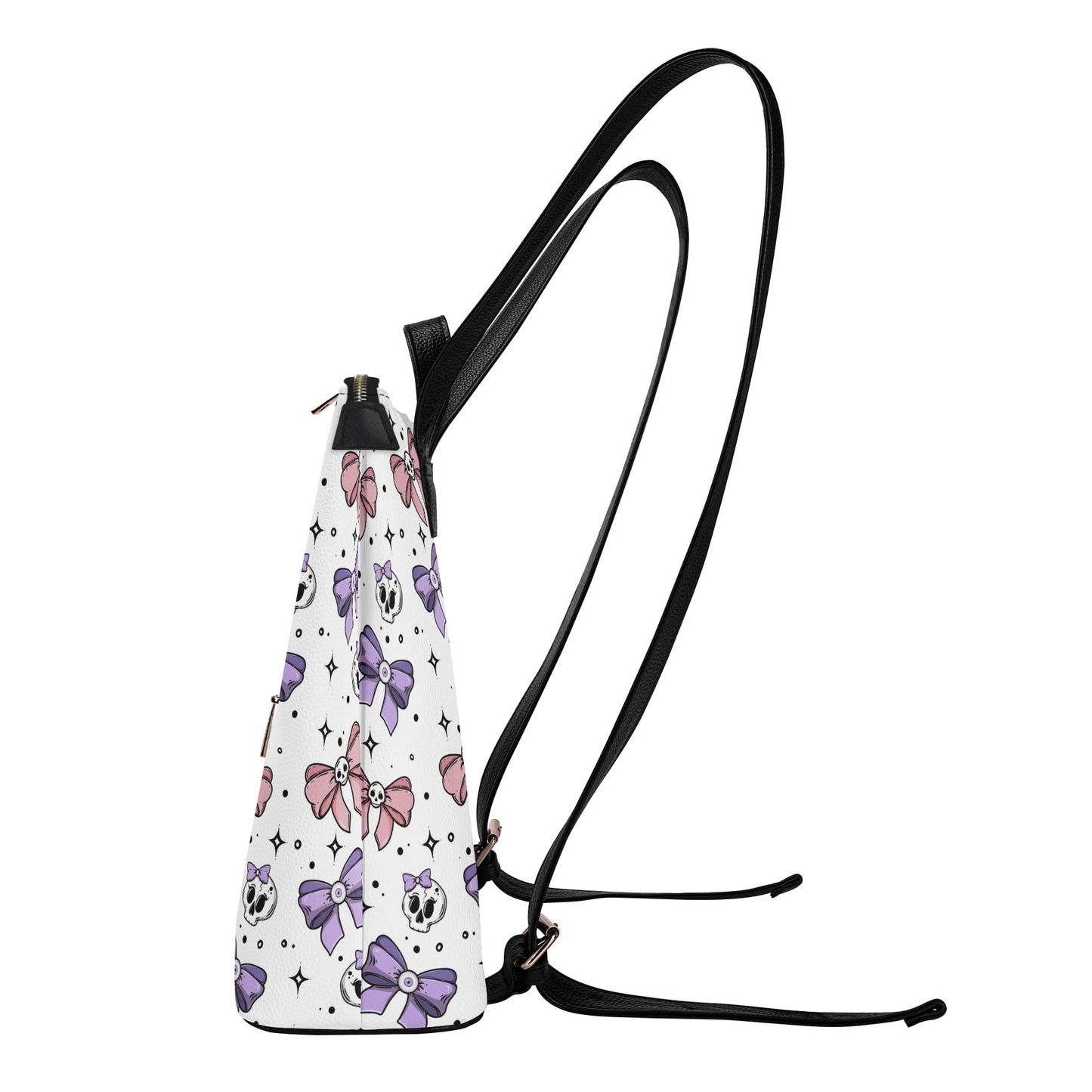 Cute Skulls And Bows Leather Leisure Top-Handle Backpack